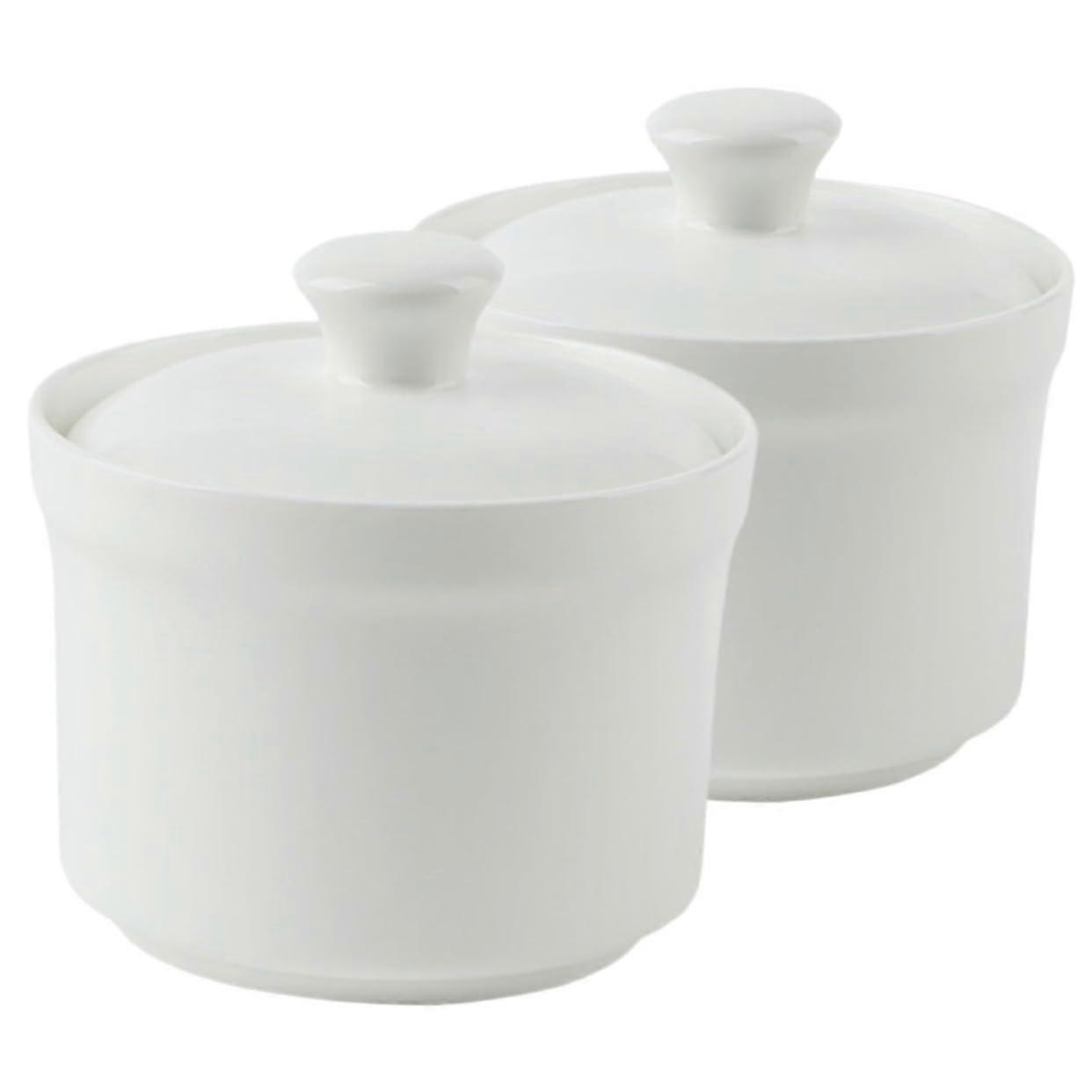 2 pcs Ceramic Stew Pot Soup Bowl with Handles Japanese Egg Cups with Lids