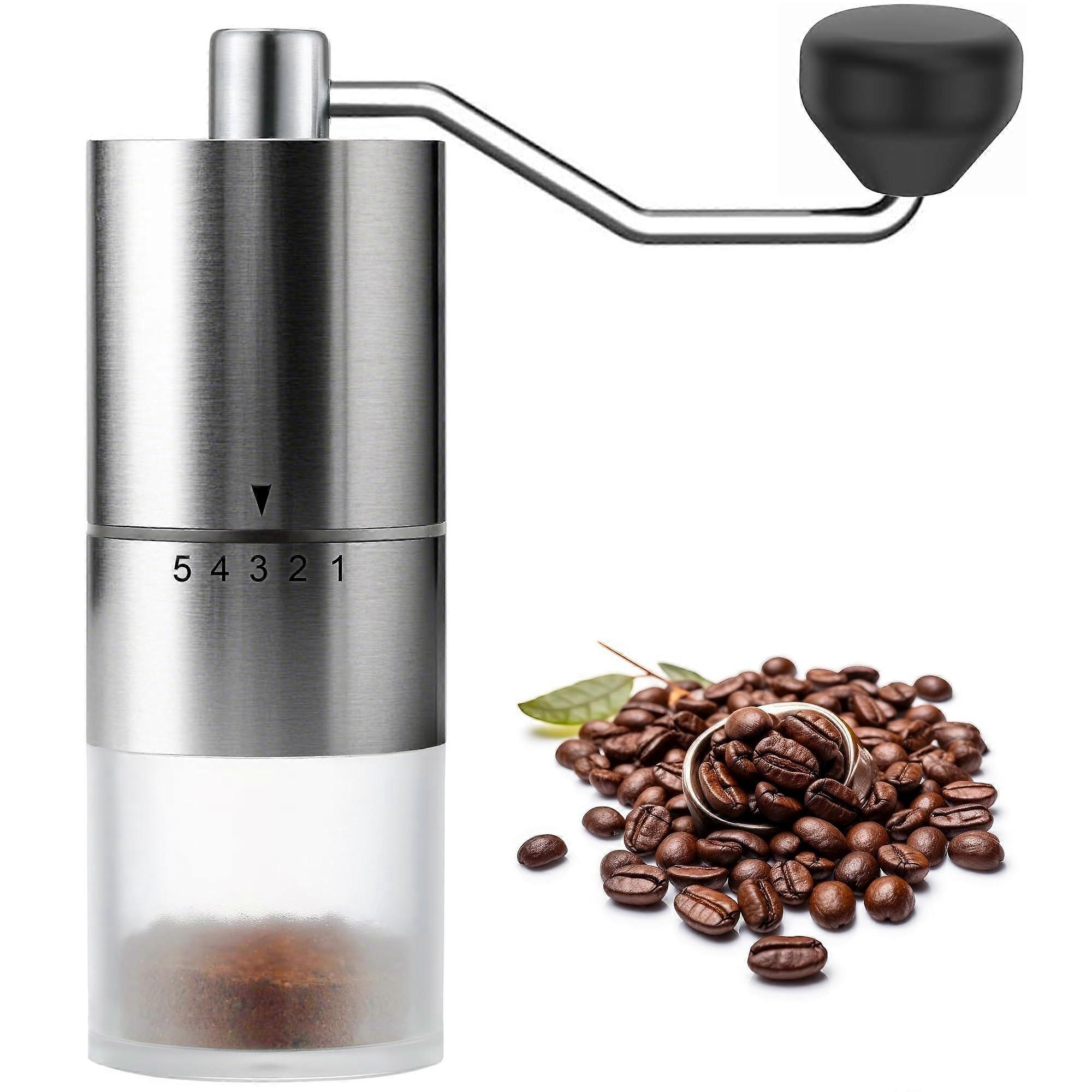 Portable Manual Coffee Grinder with Conical Burr, 5 Adjustable Settings for Espresso, Home, Office, and Camping Use
