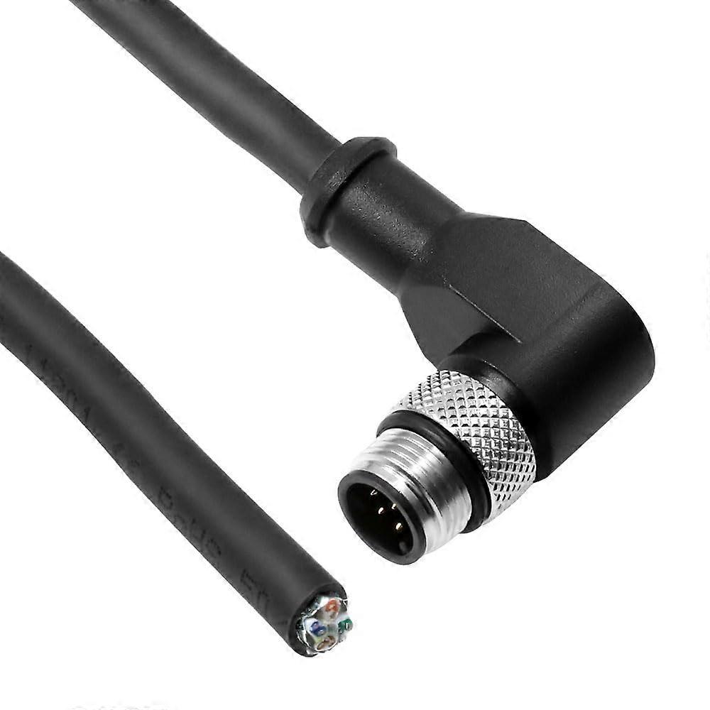 M12 A-Code 8 Pin Male Right Angle to Open End Power I/O Cable Cat6a High-Flex Shielded for Industrial Automation