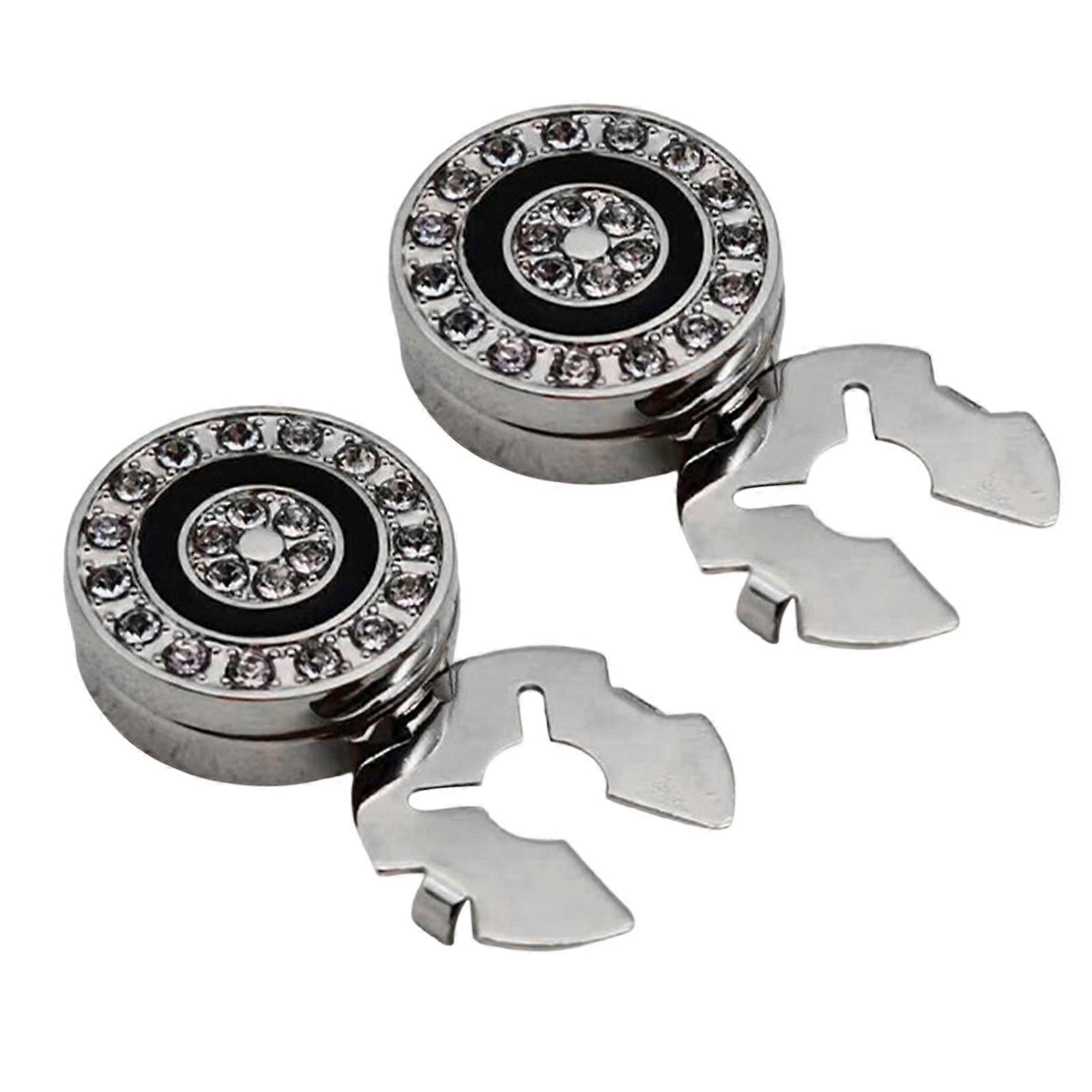 1 Pair Rhinestones Cuff Links Round Button Covers for Men Enamel Button Cover Cufflinks Attend Accessories  silver