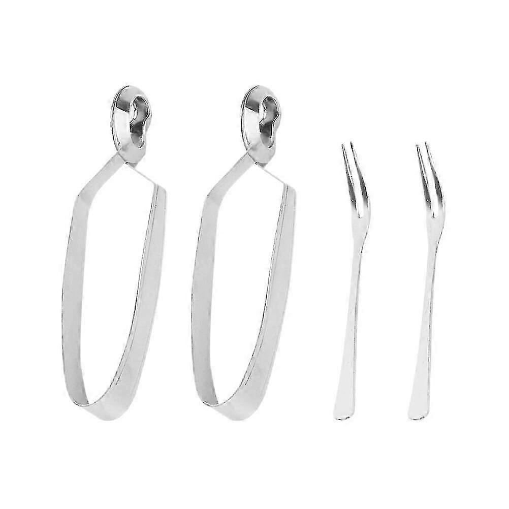 4 Pcs Stainless Steel Set Eating Snail Fork Snail Utensils Cocktail Forks Escargot Serving Tongs Snail Tong Fork Set