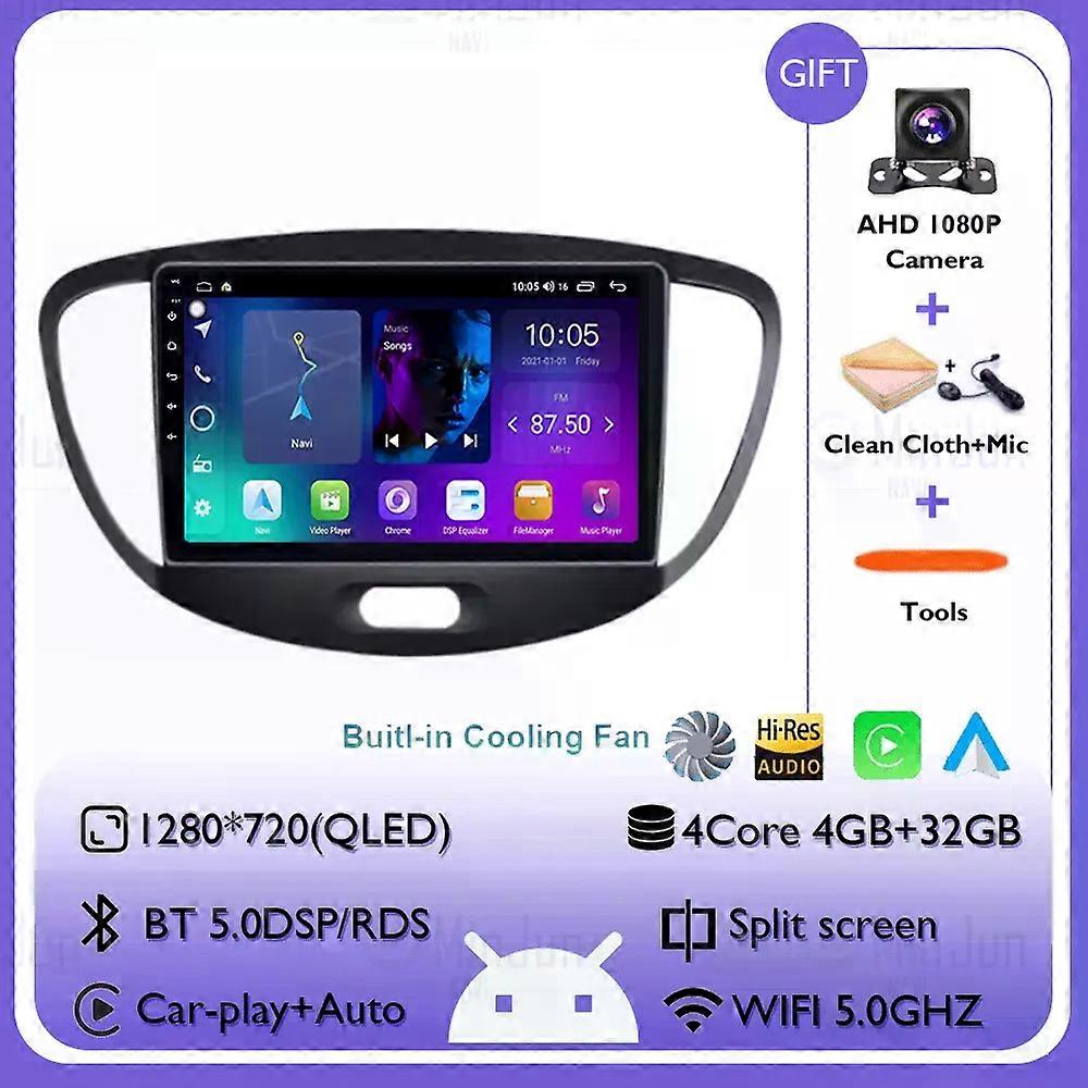 Android 14 CarPlay Auto Qualcomm Car Radio compatible for  Hyundai i10 2007 2008 2009 2010 2011 2012 2013 GPS Multimedia Playerstereo