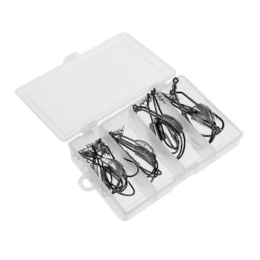Barbed Lead Offset Fishing Hooks Worm Jig Big Hook with Screw Pin Spring