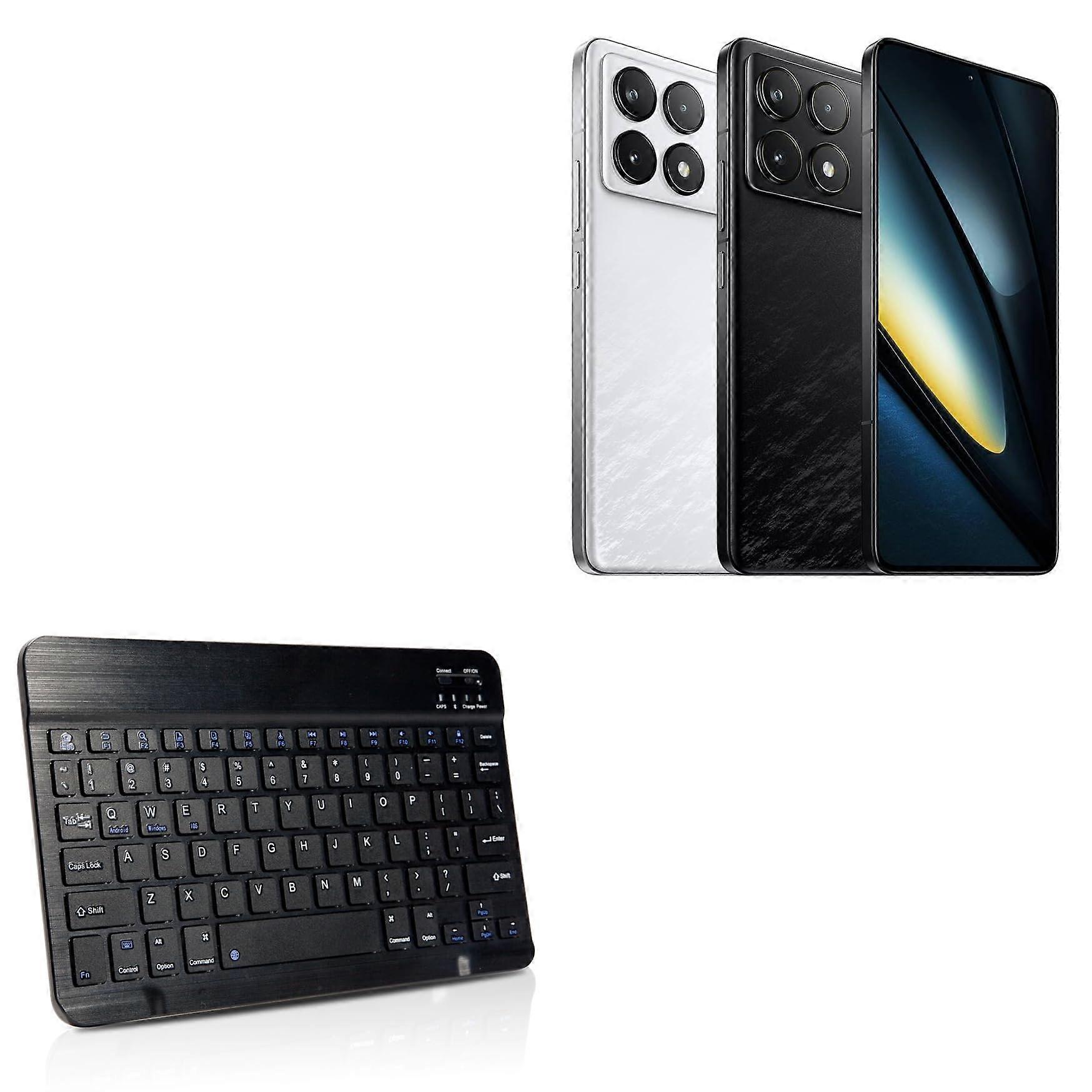 Keyboard Compatible with Poco F7 Pro - Bluetooth Keyboard with Chiclet Keys in Jet Black, Lightweight and Thin Design