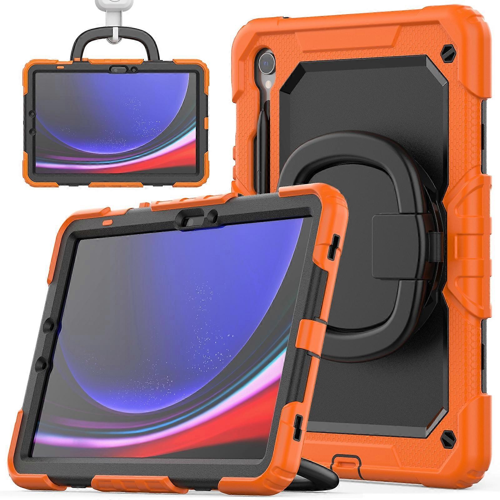 D Type Silicone Hybrid PC Tablet Case with Handle Holder
