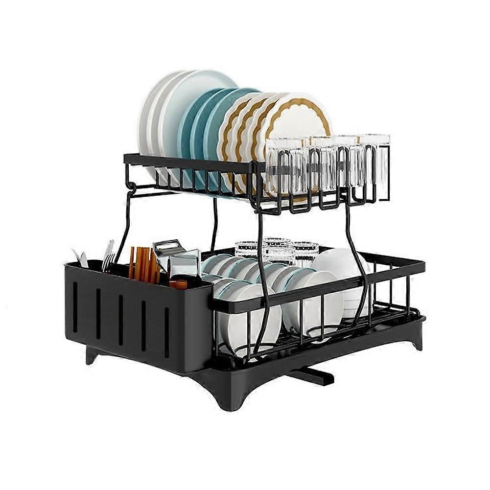 Removable Dish Drainer Rack for Kitchen, Large Capacity Above Sink, Multifunctional Storage with 360° Drainage Pipe