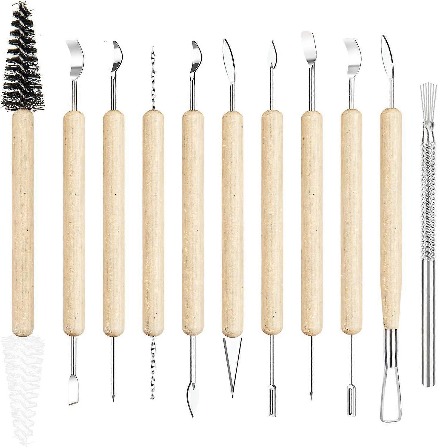 11PCS Wooden Clay Tool Set, Double-Head Ceramic Modeling Tool, Pottery Sculpting Tools for Carving, Molding, Cutting, Trimming, Pottery Wheel, Craftin