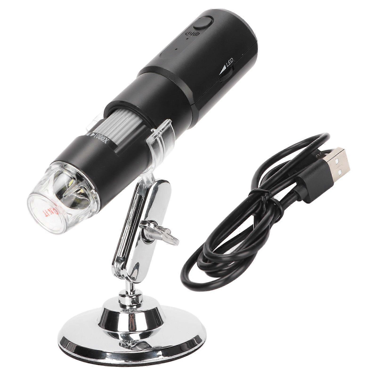 Wireless Digital Microscope 50X to 1000X USB Mini Black Handheld Microscope with 8 Lights for PC Tablet Laptop