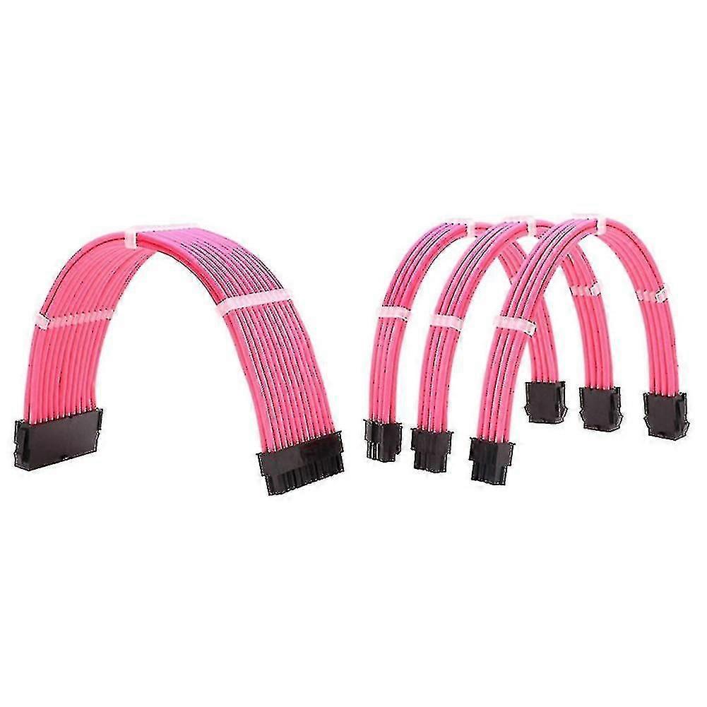 1set Psu Extension Cable Kit, 30cm Atx24pin With Combs, Pink