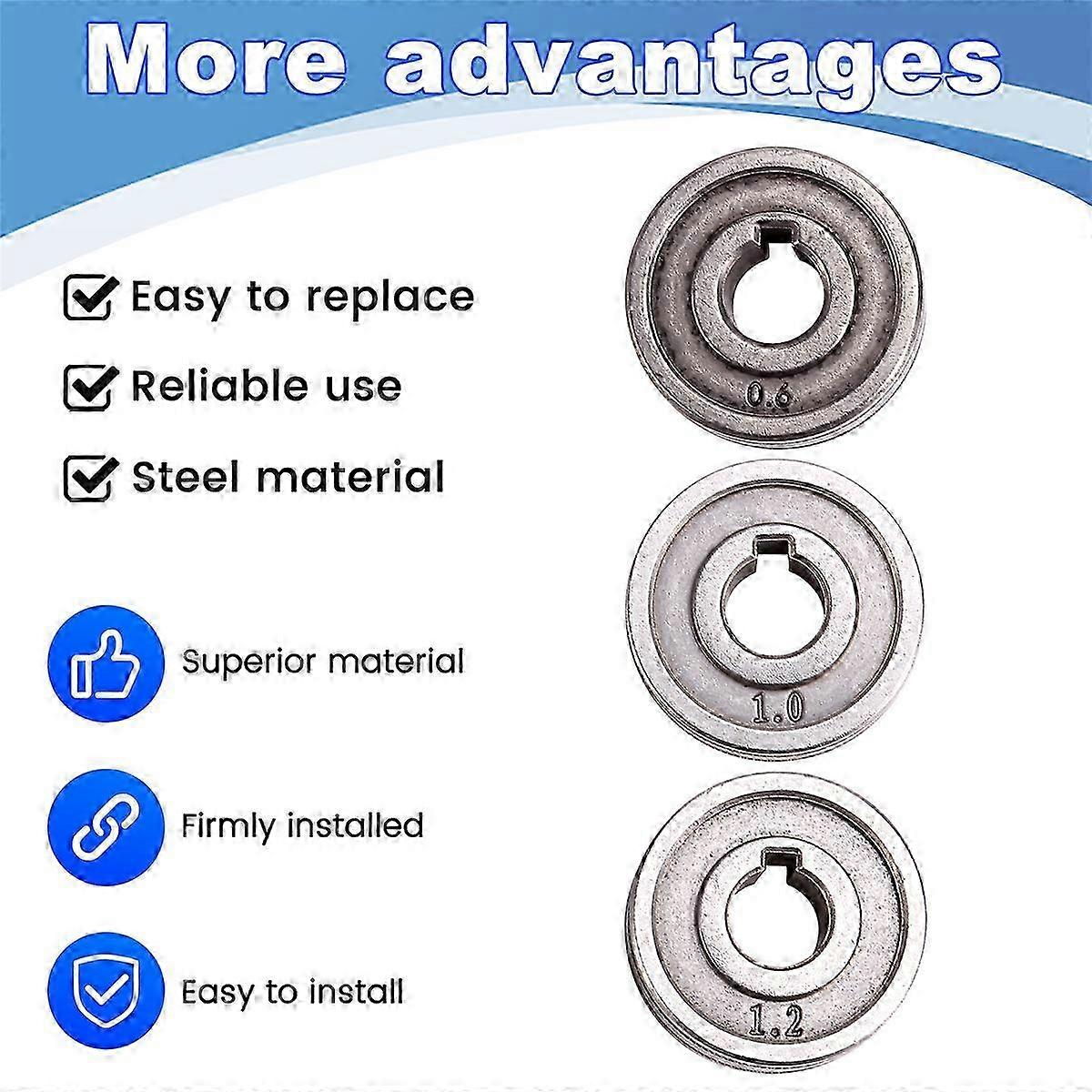 3PCS Welding Wire Feeding Roller Drive Wheel 0.6mm-1.2mm Knurl K Groove MIG Wire Guide High QualityAs Shown SZRH A-C