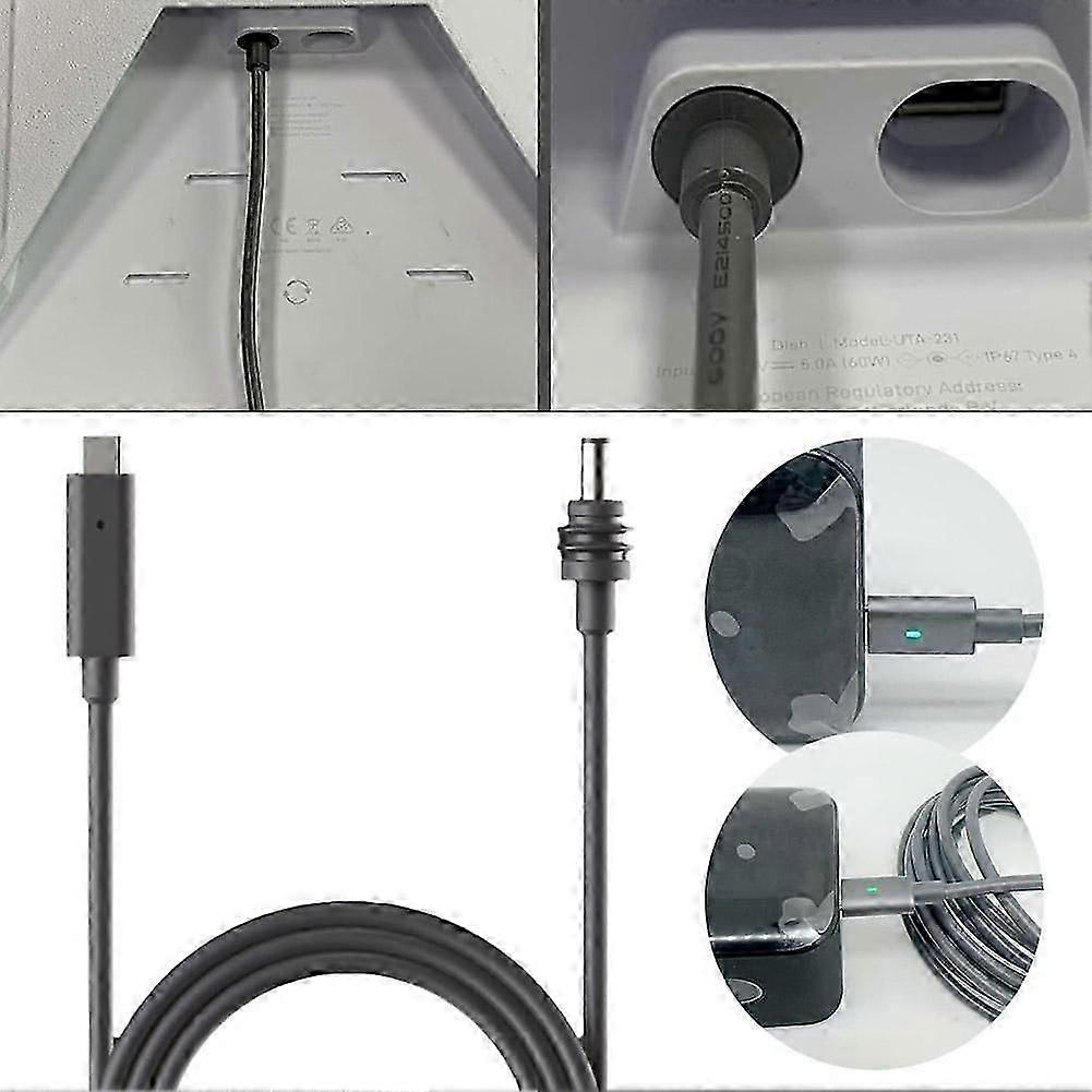 για STARLINK Mini USB-C σε D C Καλώδιο τροφοδοσίας 100W με φώτα, επτά έγχρωμα φώτα