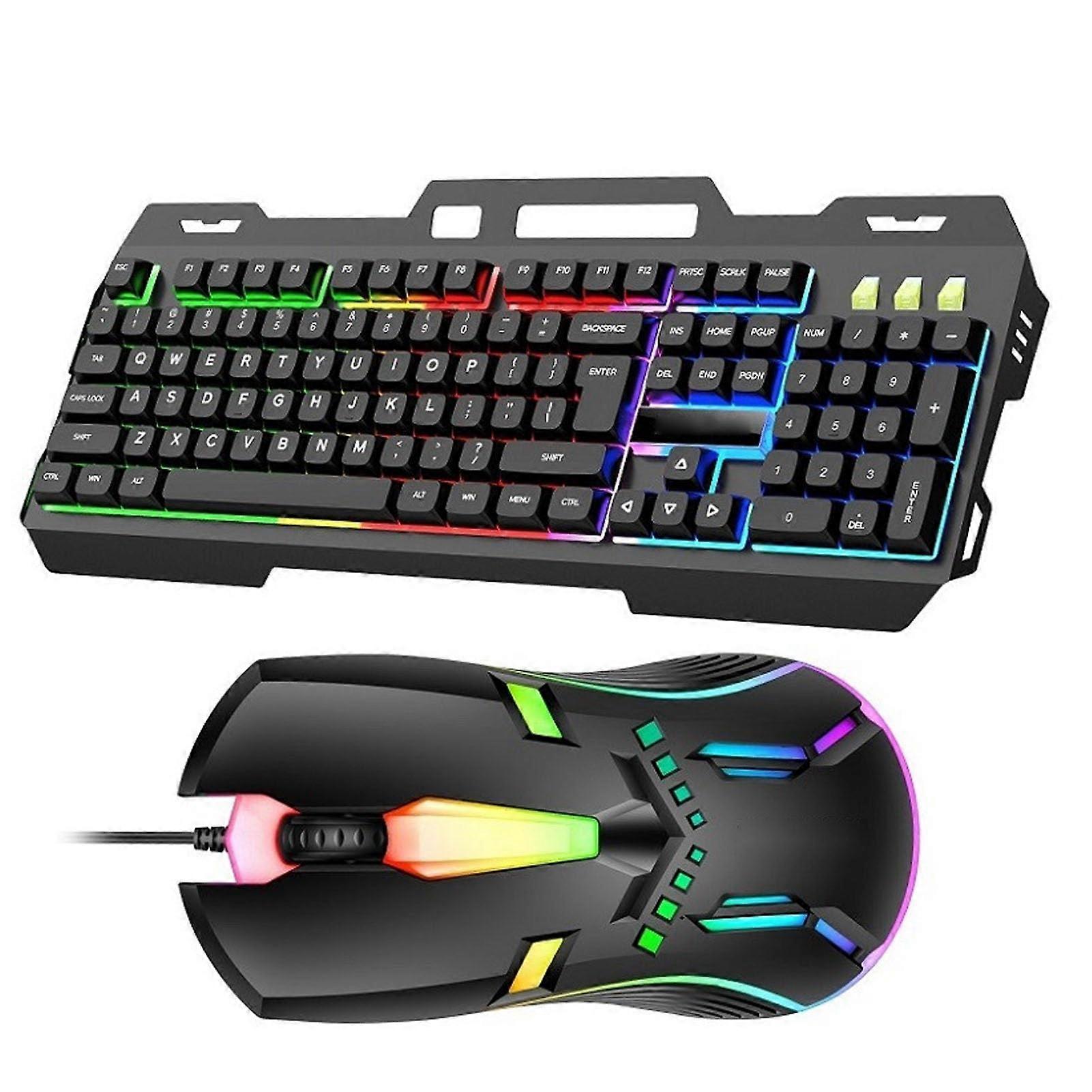 Keyboard Mouse Combo, Wired RGB Backlit Gaming Keyboard with 104 Keys and 1200DPI Ergonomic Mouse for PC Laptop