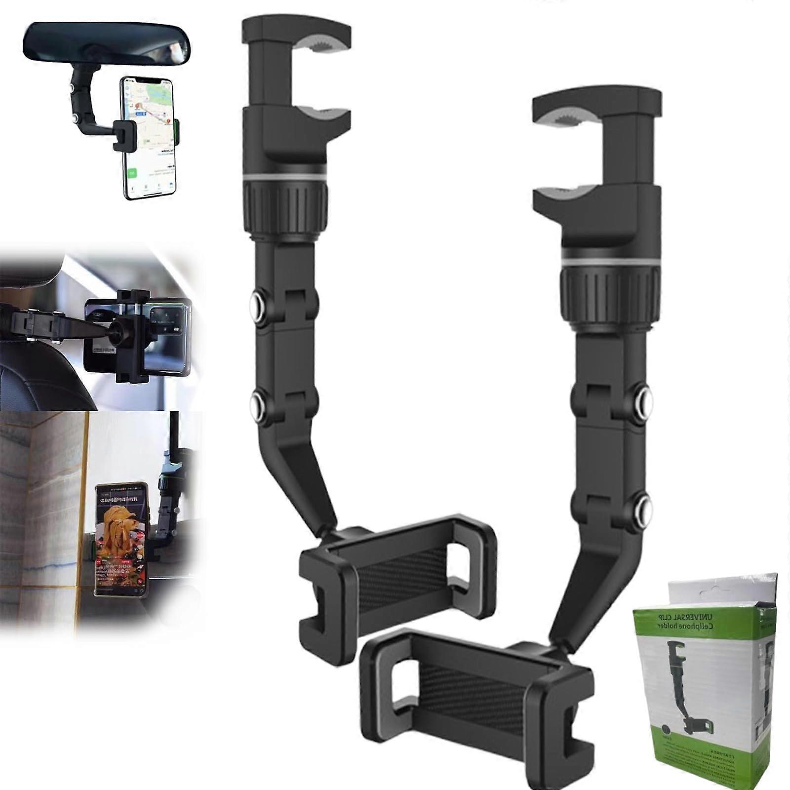 Rearview Mirror Phone Holder 360 Degree Adjustable Rotatable Car Mount For All Phones Multi Function