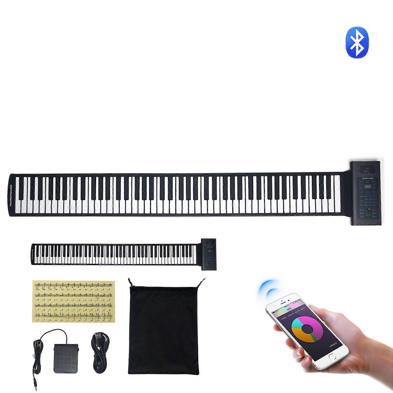88 Keys Roll Up Keyboard Piano, 128 Ritmes, Draagbare Elektrische Digitale Handroll Piano met Oplaadbare Batterij 2W Luidspreker LED-display