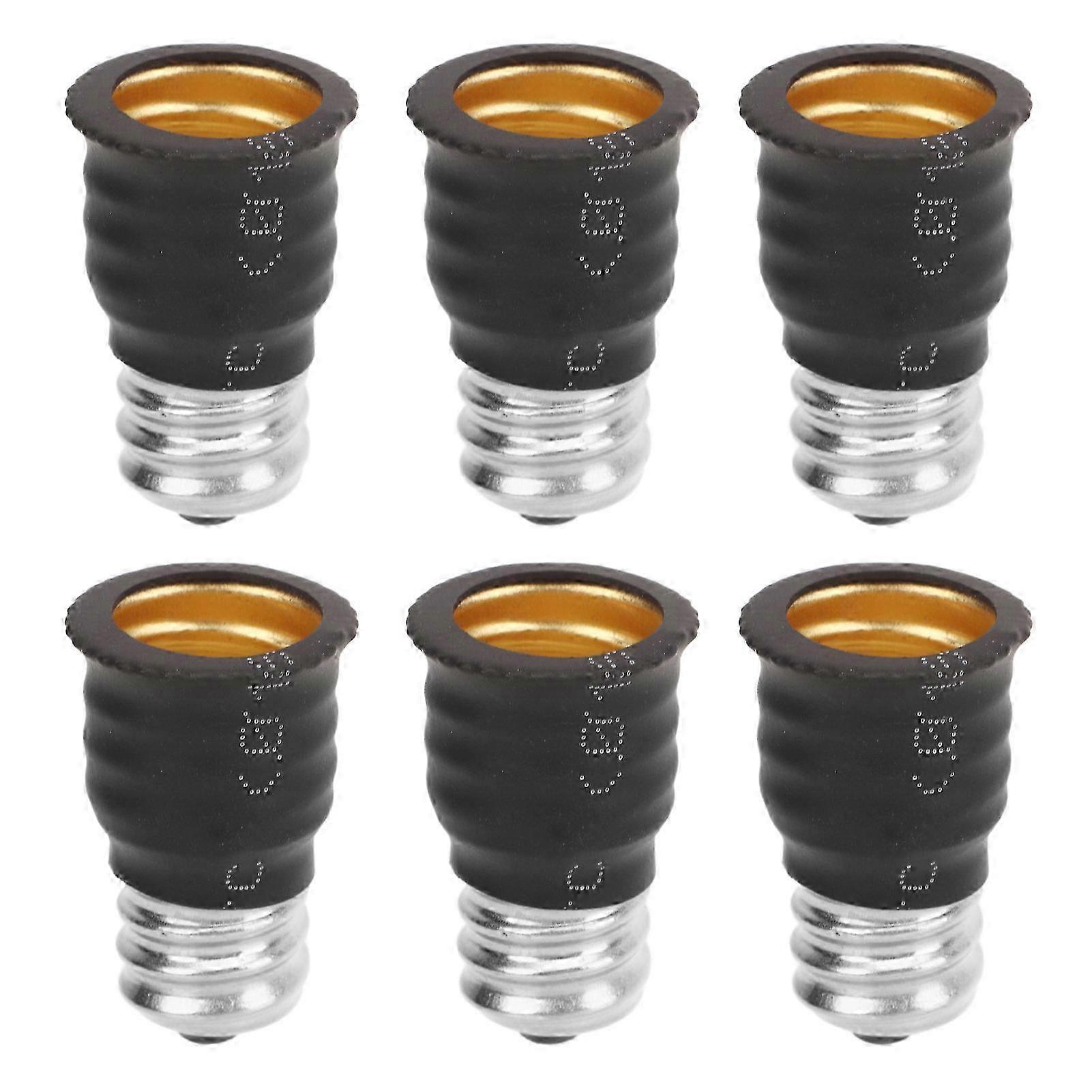 Black E12 to E14 Light Bulb Adapter Converter - 6 Pack