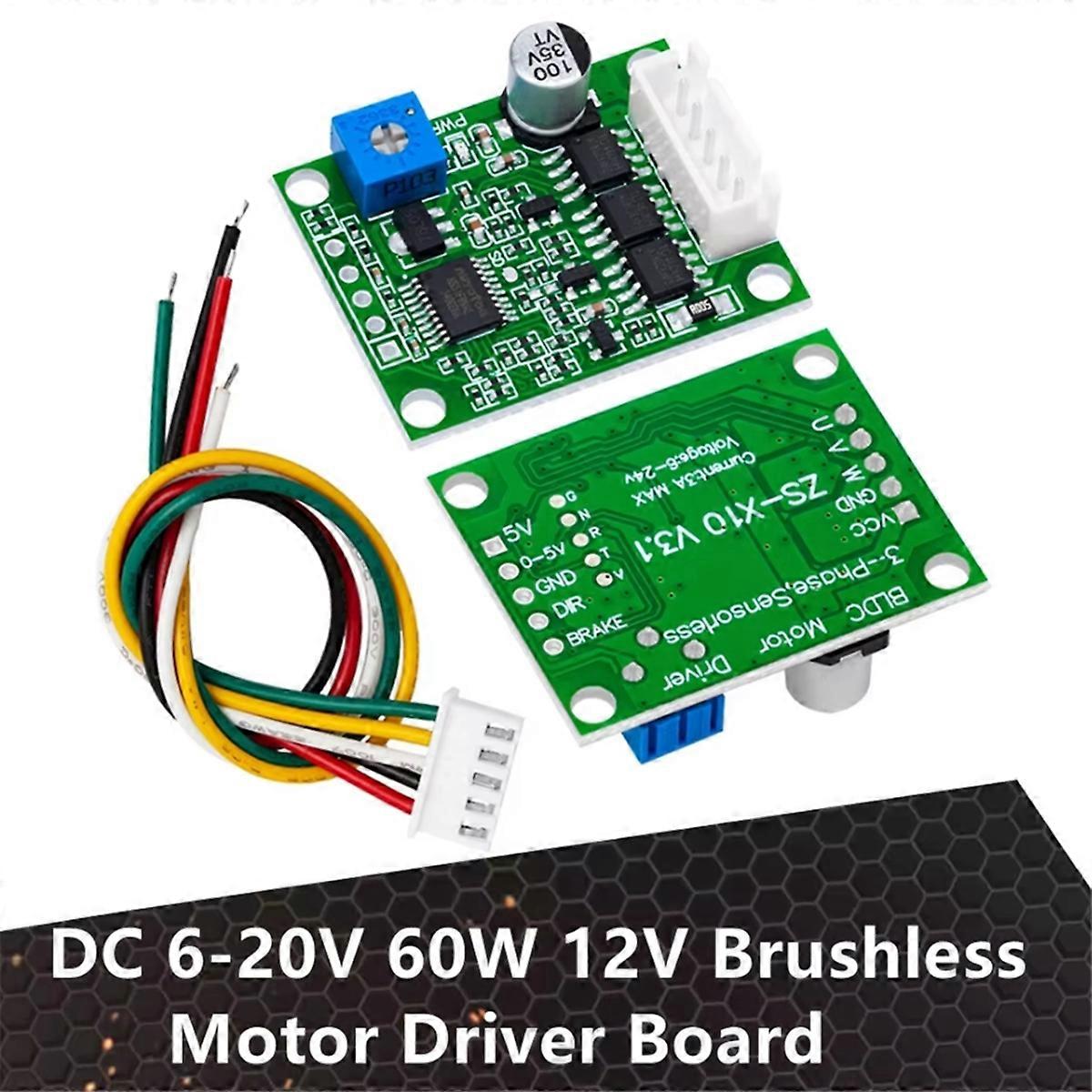 DC 6-20V 60W 12V Brushless Motor Driver Board BLDC Speed Controller