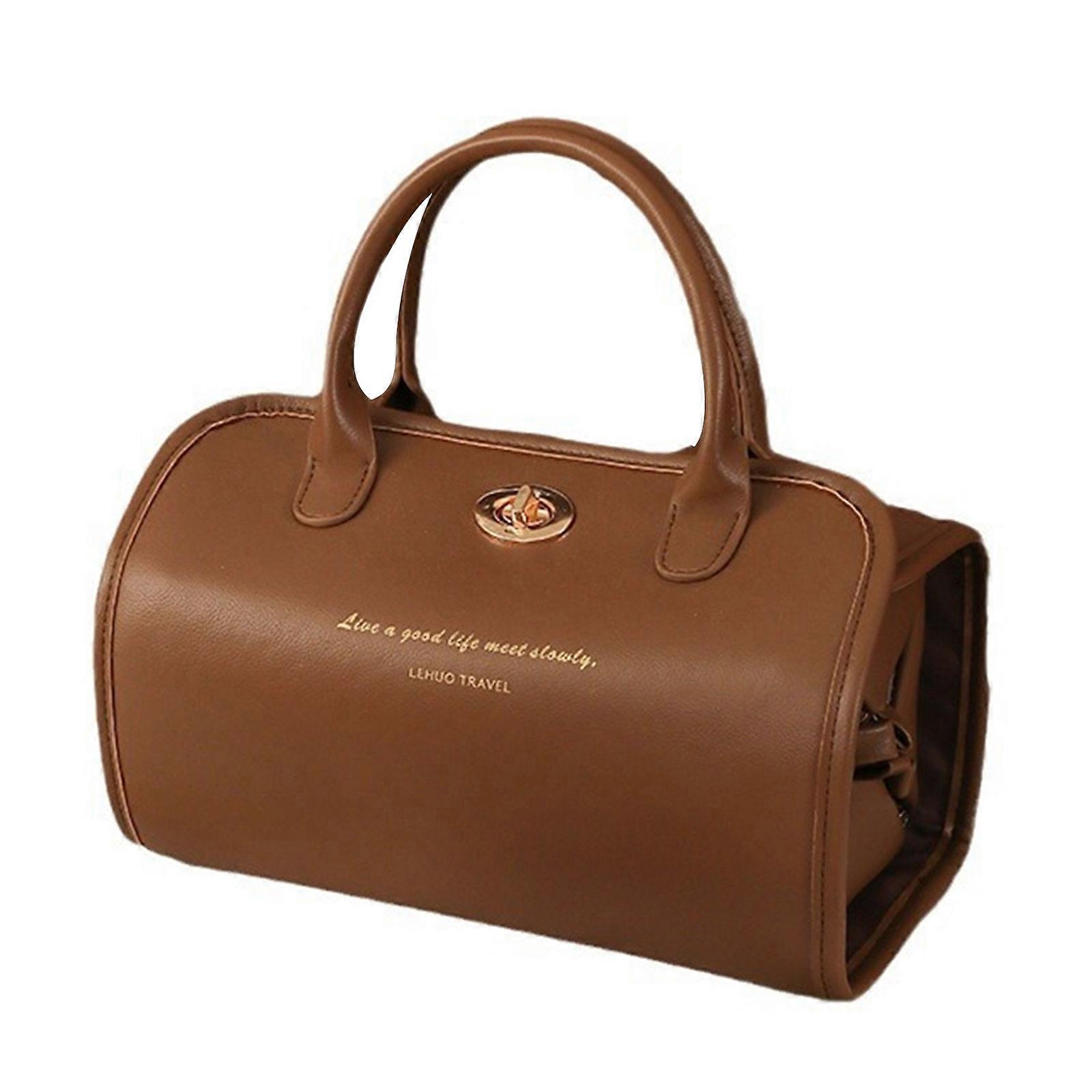 Elegant Waterproof PU Leather Makeup Bag for Travel and Daily Use Stylish Toiletry Holder with Removable Compartments