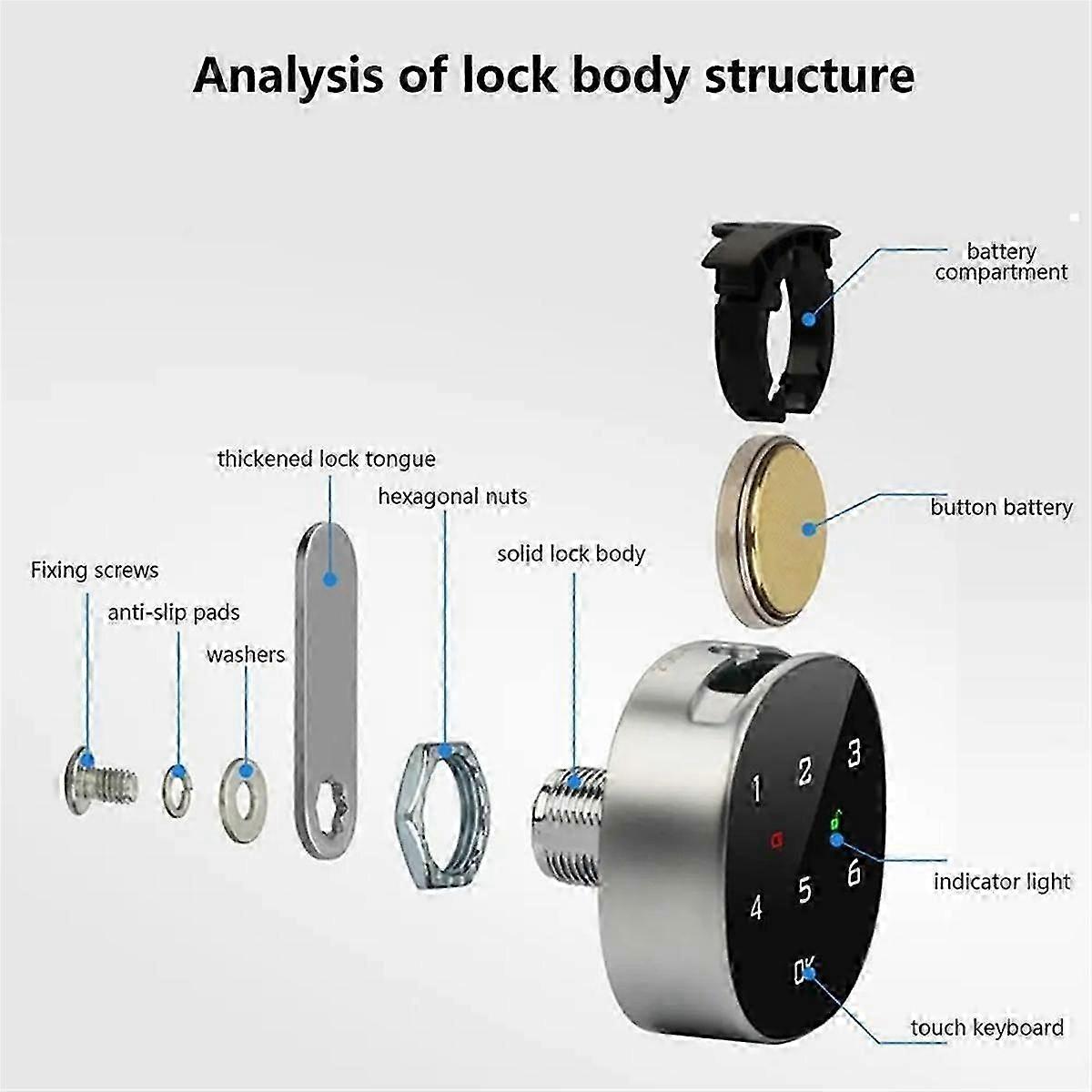 Keyless Cabinet Lock Combination Lock Code-Enabled Smart Cabinet Lock Sensitive Touch Safe Household Cabinet Password A