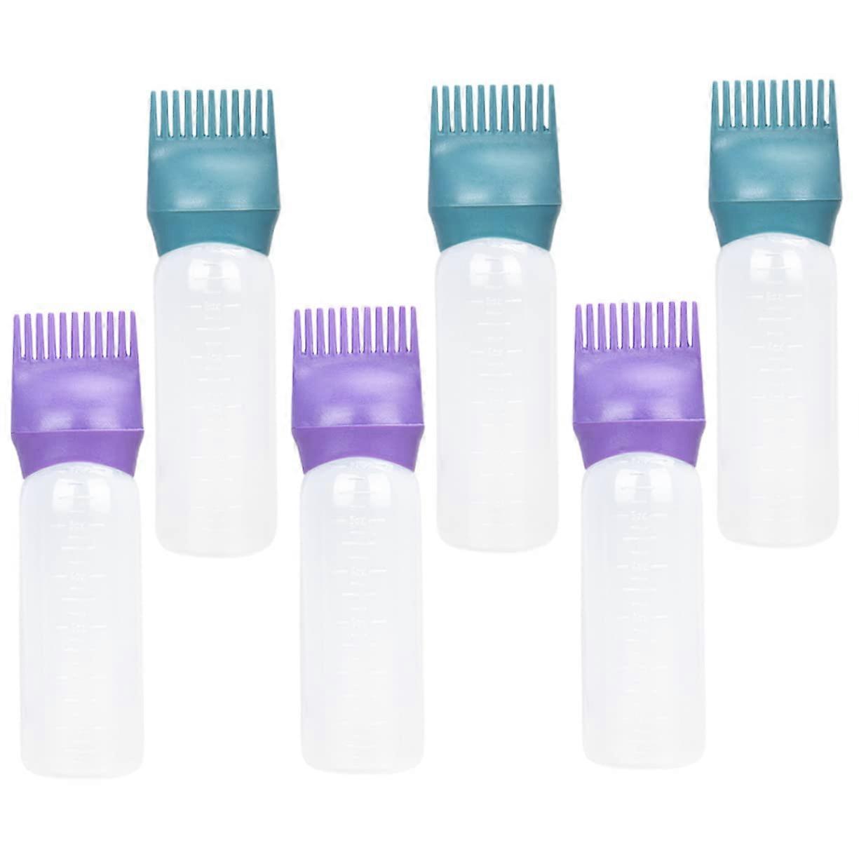 6Pcs Hair Dye Applicator Bottles with Graduated Scale Root Comb Applicator for Hair Coloring Design for Home Salons and Schools