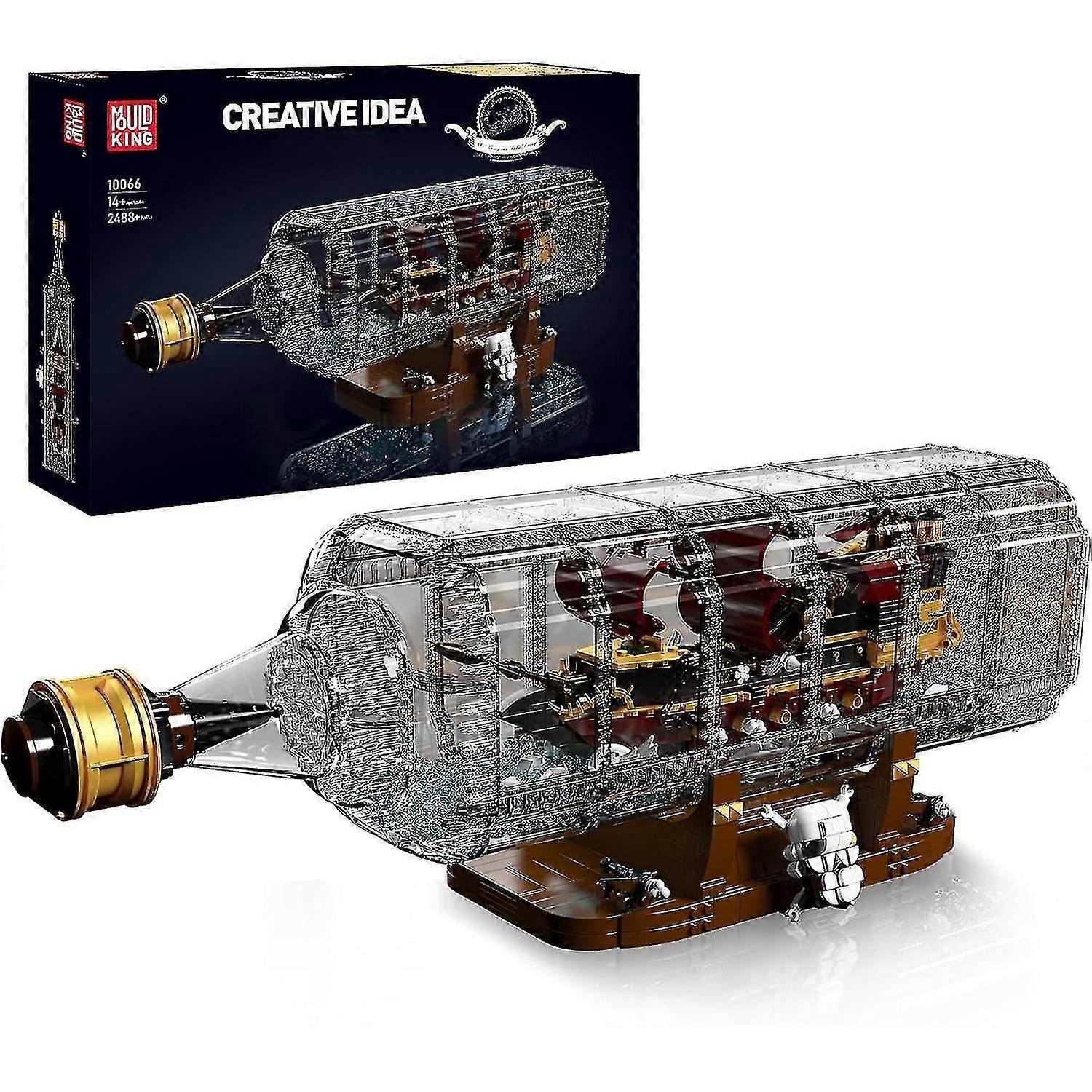 Ship In A Bottle Building Blocks Kits, Moc Queen Anne's Revenge Pirate Ship Model Building Sets, Gif