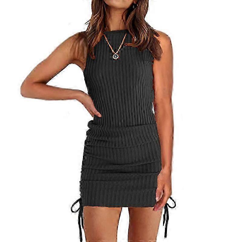 Slimming Tank Top with Ribbed Knit and Short Skirt for Spring and Summer