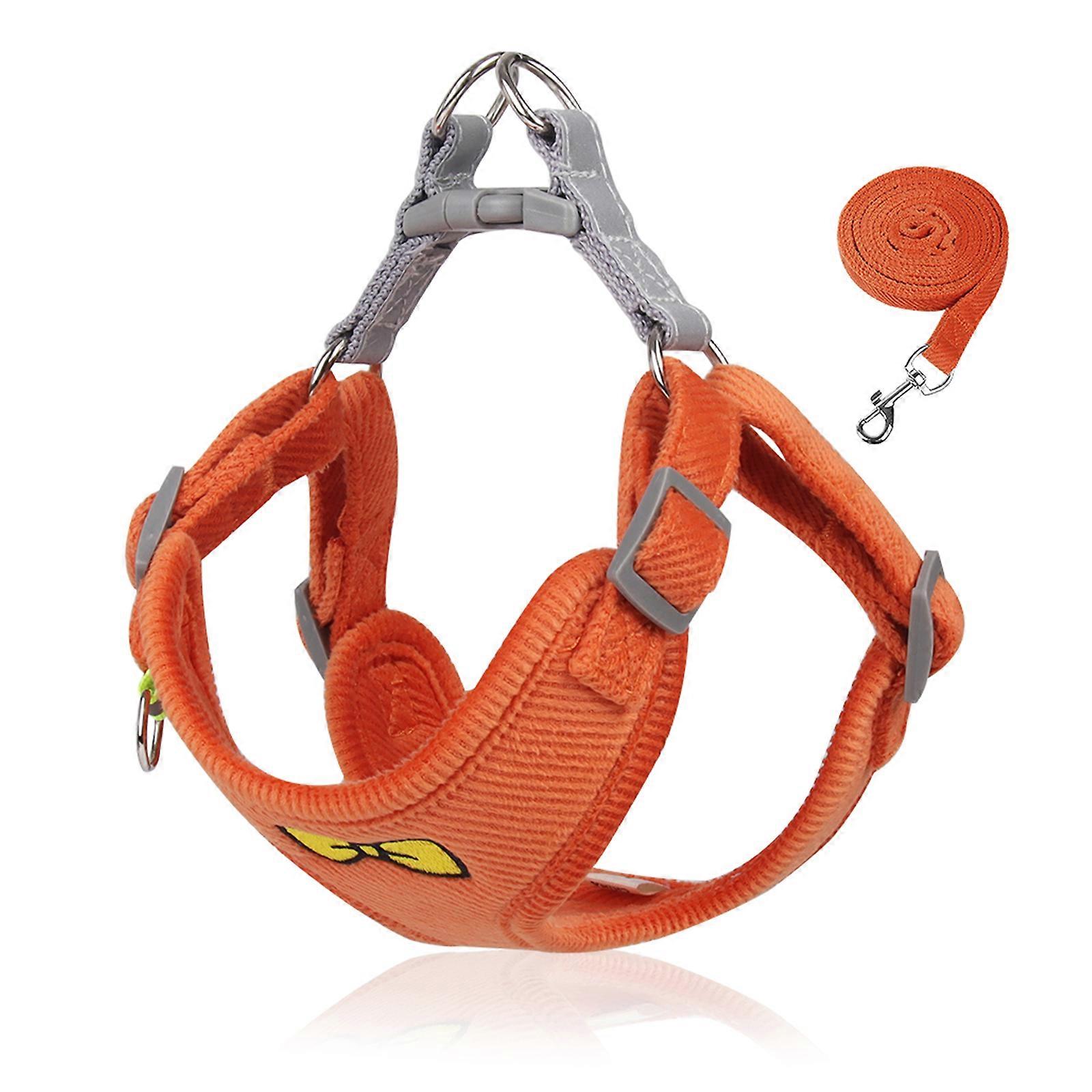 Breathable Mesh Harness Vest Collar Soft Chest Strap for Small Medium Large Pets Soft Rope with Traction Hook XL orange