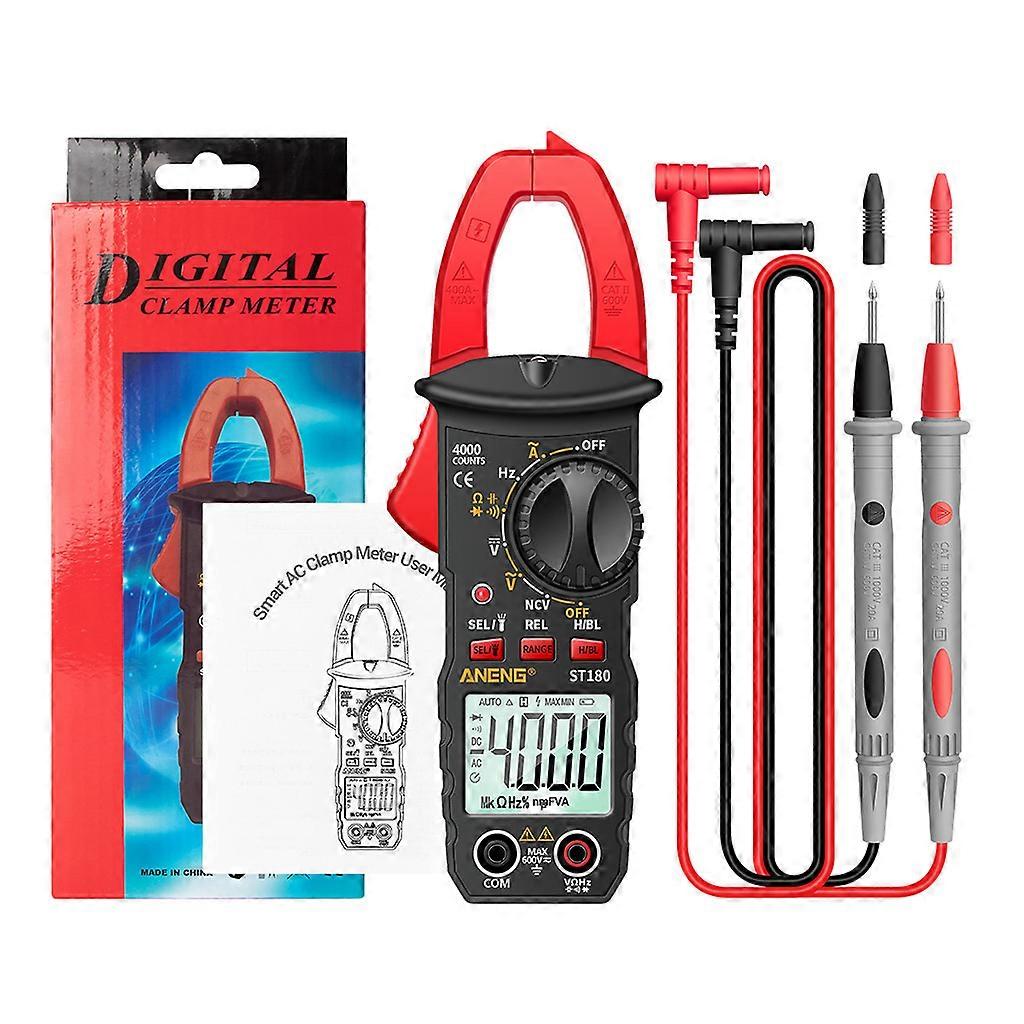 ST180 Digital Clamp Meter Digital Multimeter 600 Amp TRMS 6000 Counts NCV with AC Current AC Voltage Test Resistance Red