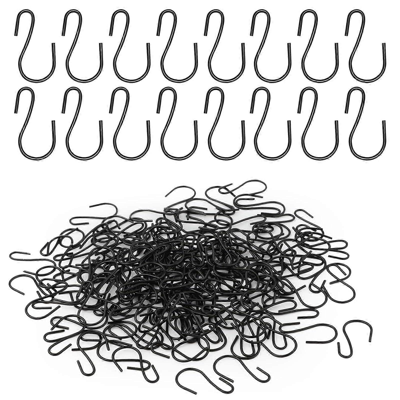 S Hooks for Hanging - 125 Pack of 26mm Mini Metal Hooks, Anti-Rust Black S-Hooks for DIY Crafts, Ornaments, and Curtains