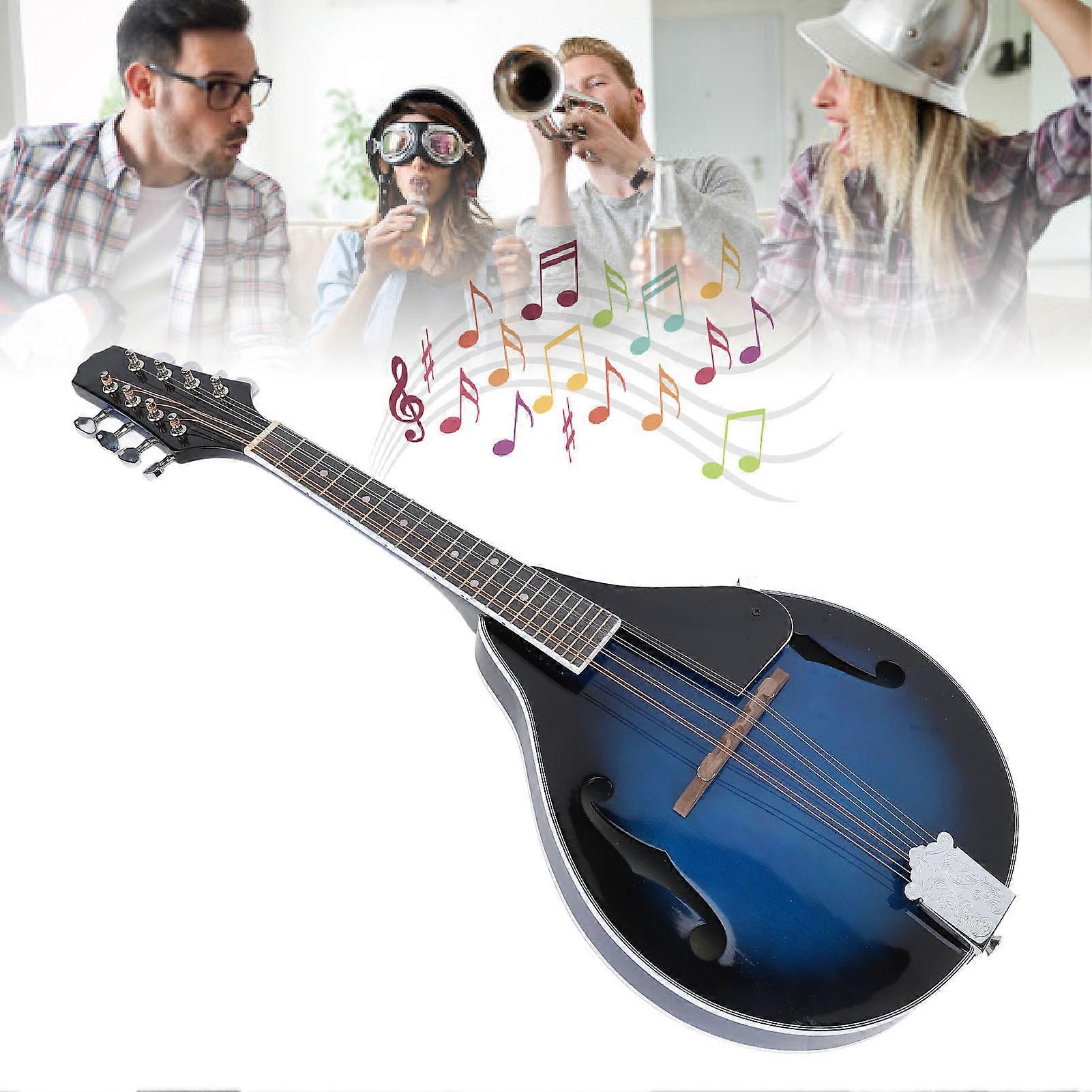 A Style Mandolin Wooden 8 String Mandolin with Chrome Open Gear Tuners for Band Individual Performance 