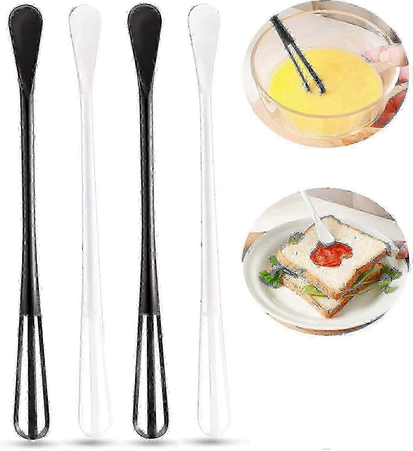Manual Kitchen Whisk Set with 4 Pieces, Suitable for Various Cooking Needs, in Black and White Colors