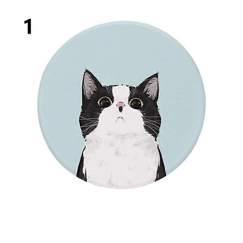 Round Cartoon Kitten Coasters Diatom Mud Absorbent Heat-resistant Coaster Table Decor Cute Cat Pattern Quick-dry Coffee Cup Mats