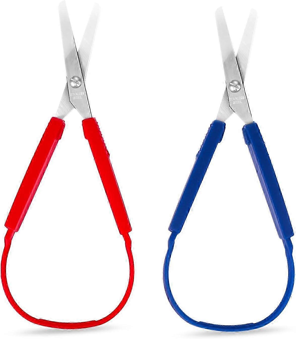 2Pcs Adaptive Loop Scissors for Children and Adults, Grip Scissors Ideal for Craft Projects, Paper Cutting, and Sewing Tasks