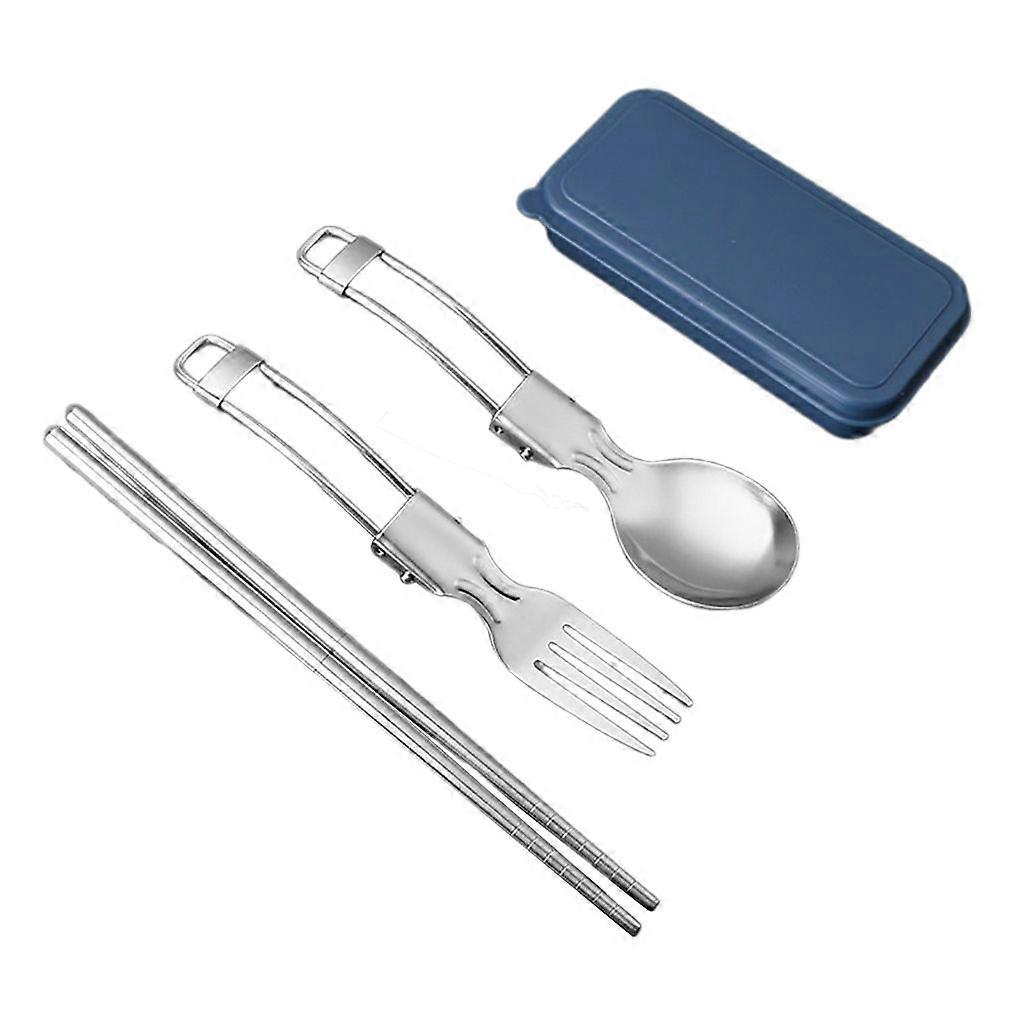 Stainless Utensils Set Include Spoon, Chopsticks, Fork for Hikings and Camping