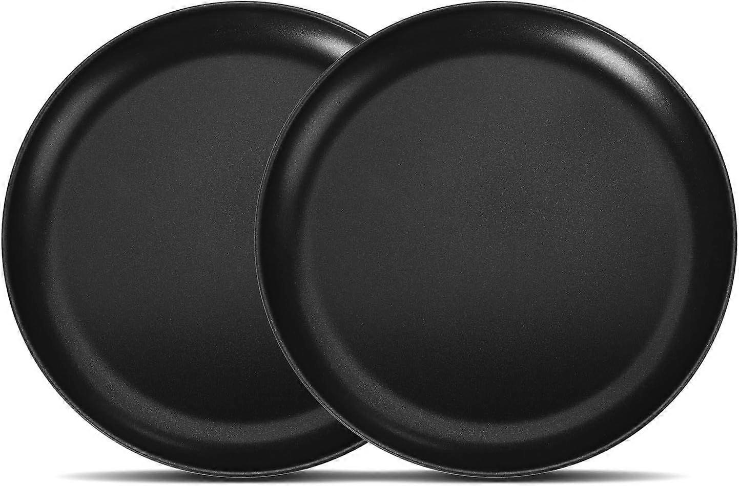 HaWare Pizzablech 2er-Set, 10 Zoll Edelstahl Antihaft Runde Backblechpfanne, Backblech (26cm, schwarz)