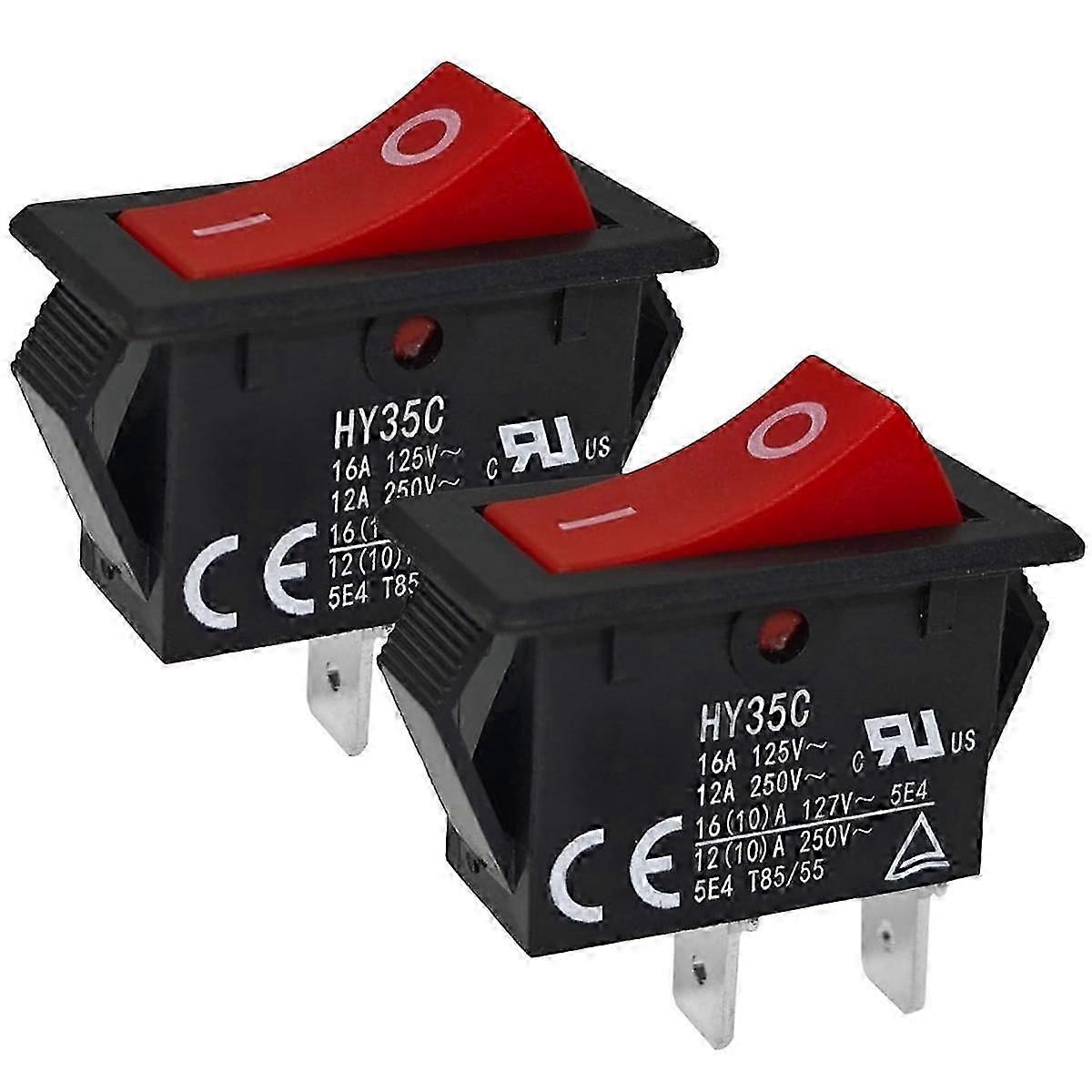 HY35C Comutator cu buton (pachet de 2) onOff 2Pin AC 125 250V 16 12A Comutator basculant pentru industrial