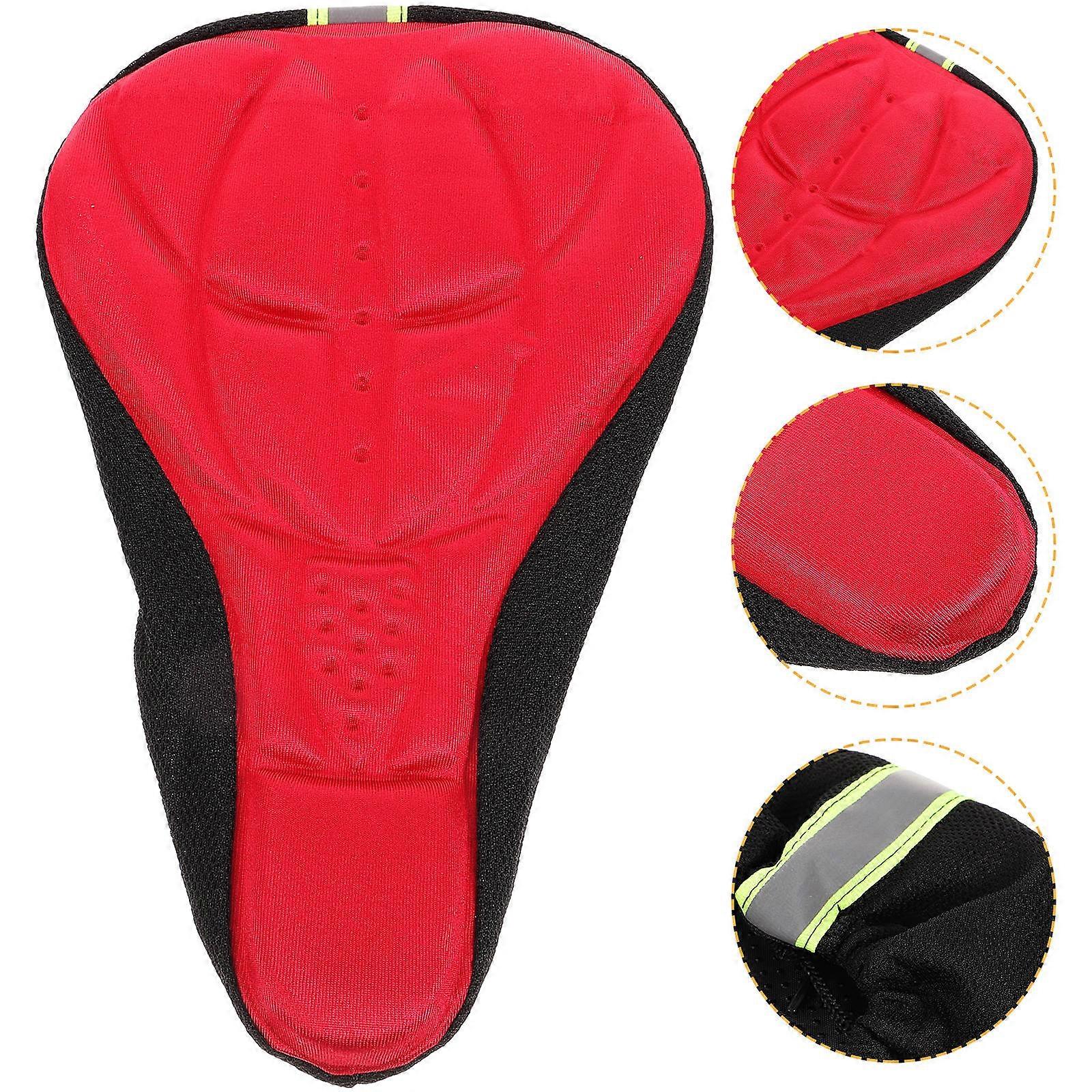 Thickened Red Silicone Bike Saddle Cover with Sponge Cushion – Ergonomic Breathable Seat for Mountain Bikes, Streamlined Friction Riding Design