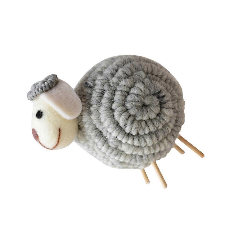 Lamb Figure Wool Felt Sheep Craft Grey Tabletop Decor Christmas Party Realistic Design 1 Piece