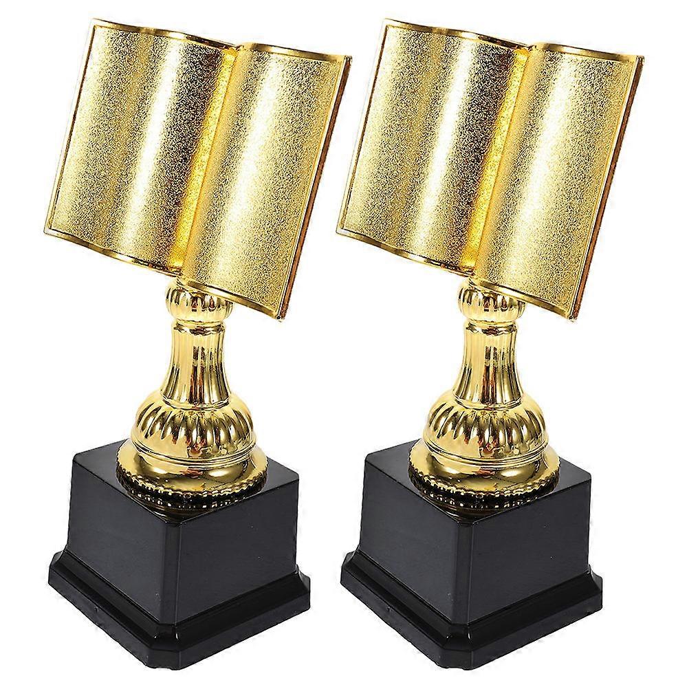 Here's a refined and professional product description based on your input:
**2pcs Gold Book Shaped Trophy Award – Plastic Reading Competition