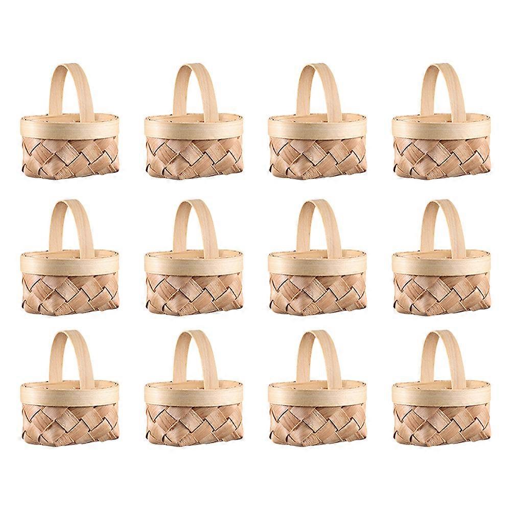 Small Baskets Mini Weaved Baskets Tea Basket with Handle Synthetic Material Compact 12Pcs