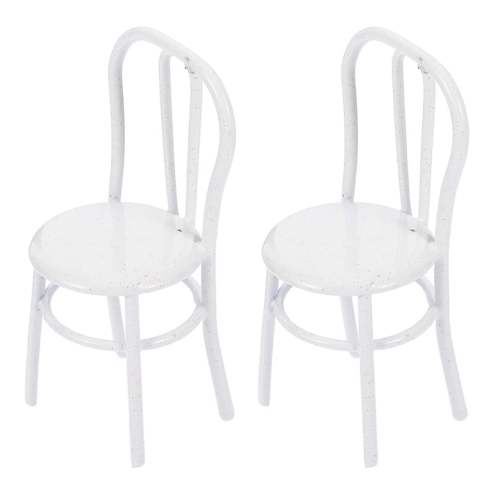 2pcs Adorable Metal Chairs Realistic Dollhouse Furniture for Miniature House Decor & DIY Accessories