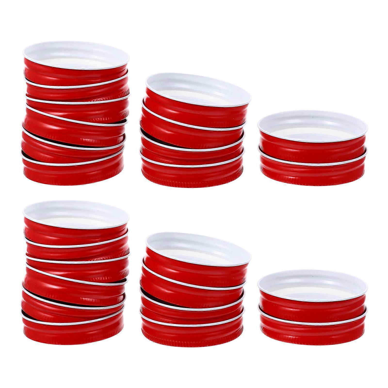 12 Red Tinplate Jar Lids with Seal Replacement Covers for Mason Jars – Smooth Surface, Easy to Clean