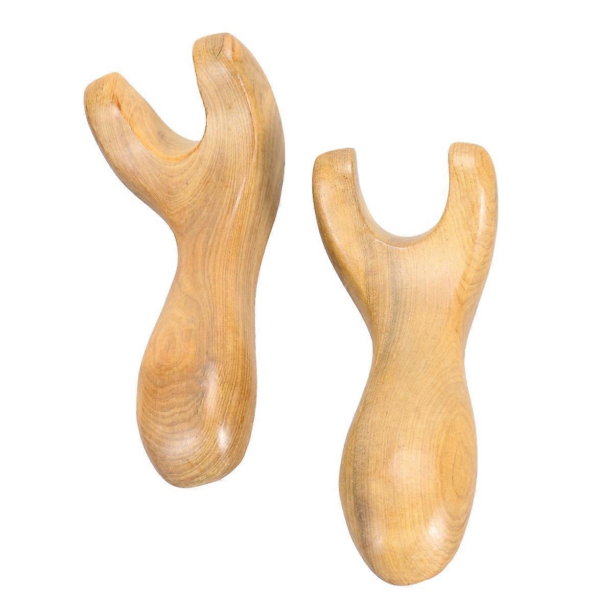 Scraping Massage Stick Y-Type Massaging Board for Trigger Point Treatment on Face Arm Back Wood 11.5x4.5x3cm Accelerate Cell 2Pcs
