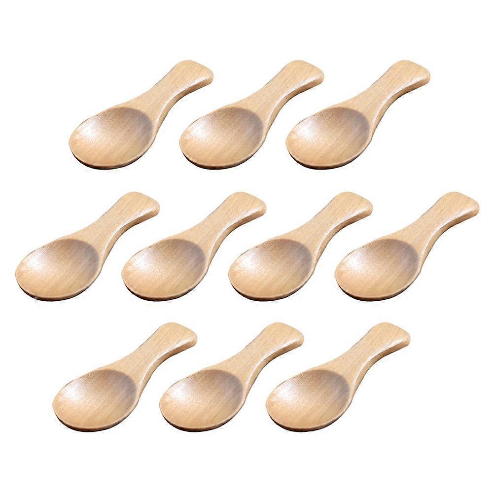 Mini Scoops For Jars Wooden Salt Spoons Dessert Spoon Short Handle Design 10Set