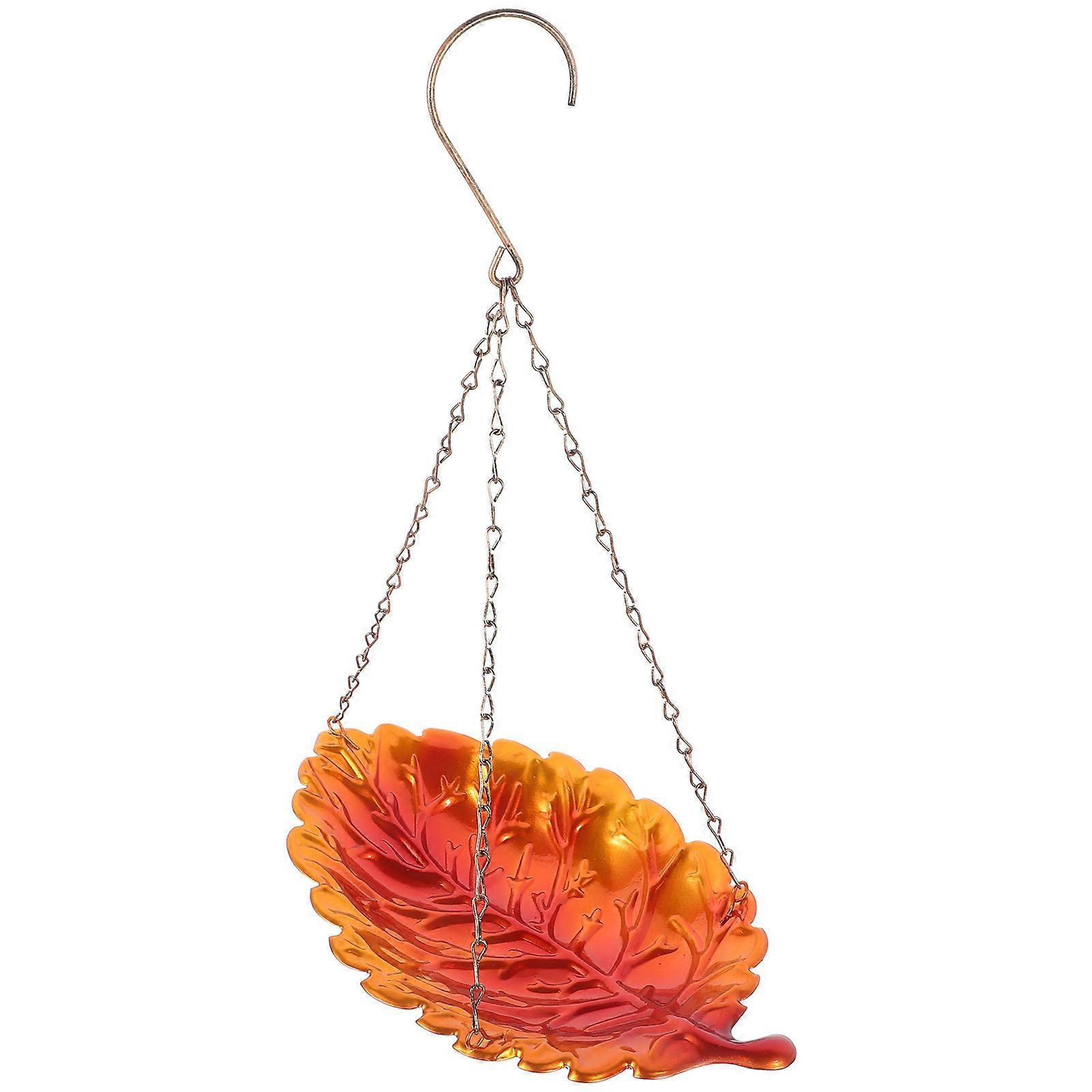Outdoor Garden Feeder Bird Feeder For Birds Hanging Design Leaf Shaped Metal 37.00X26.0.0X16.00CM Feeding Birds 1Pack