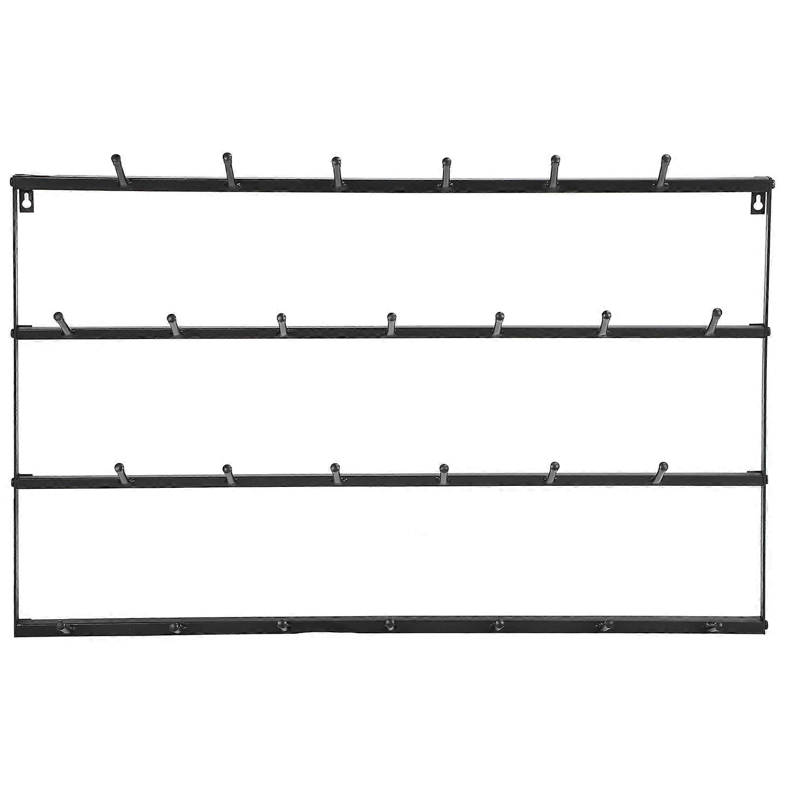 Wrought Iron Wall Mounted Tea and Coffee Cup Holder Rack, Black, 4 Layers