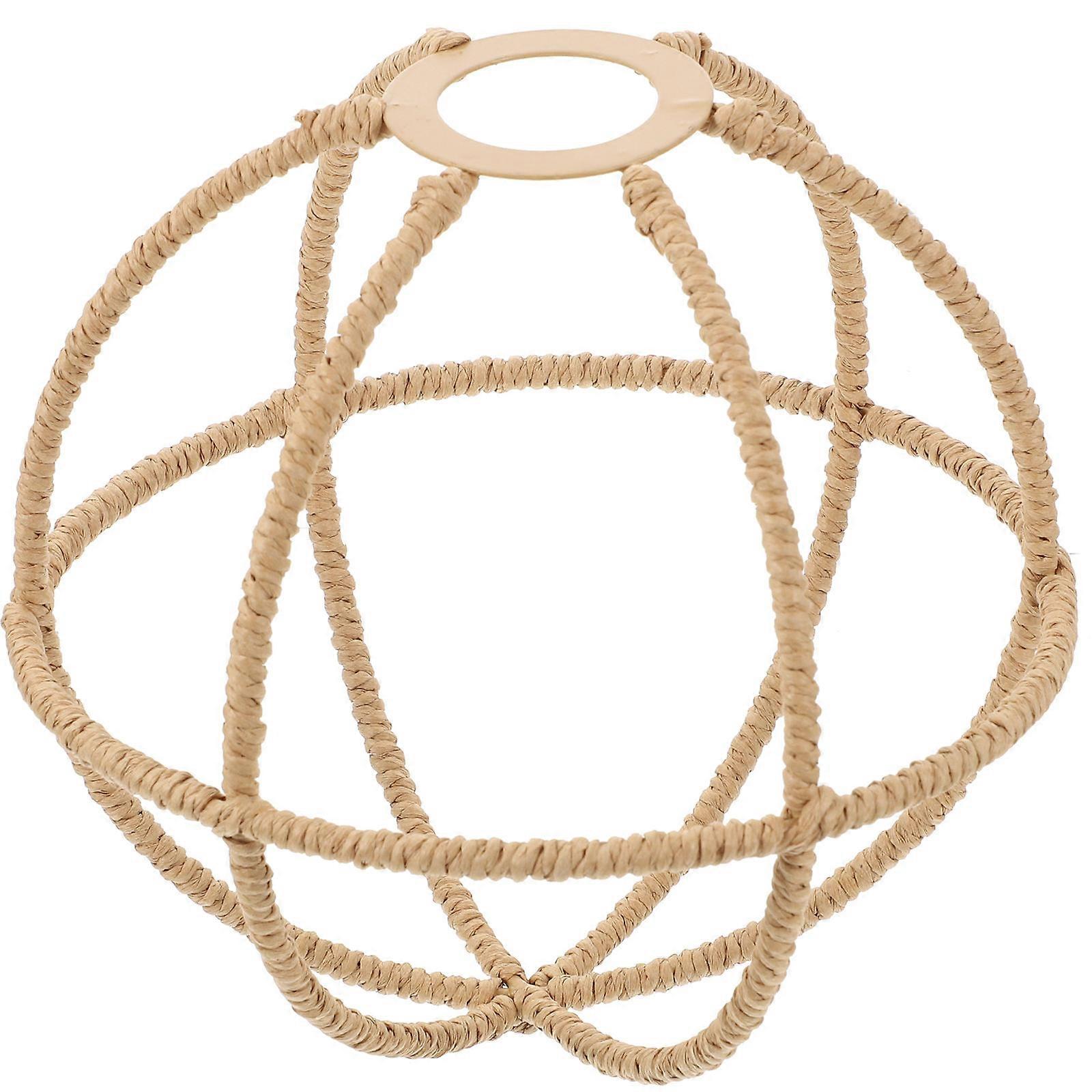 Woven Lampshade Ceiling Light Cover Khaki 18x18x17.5cm Decorative Diffuse Lighting 1Set