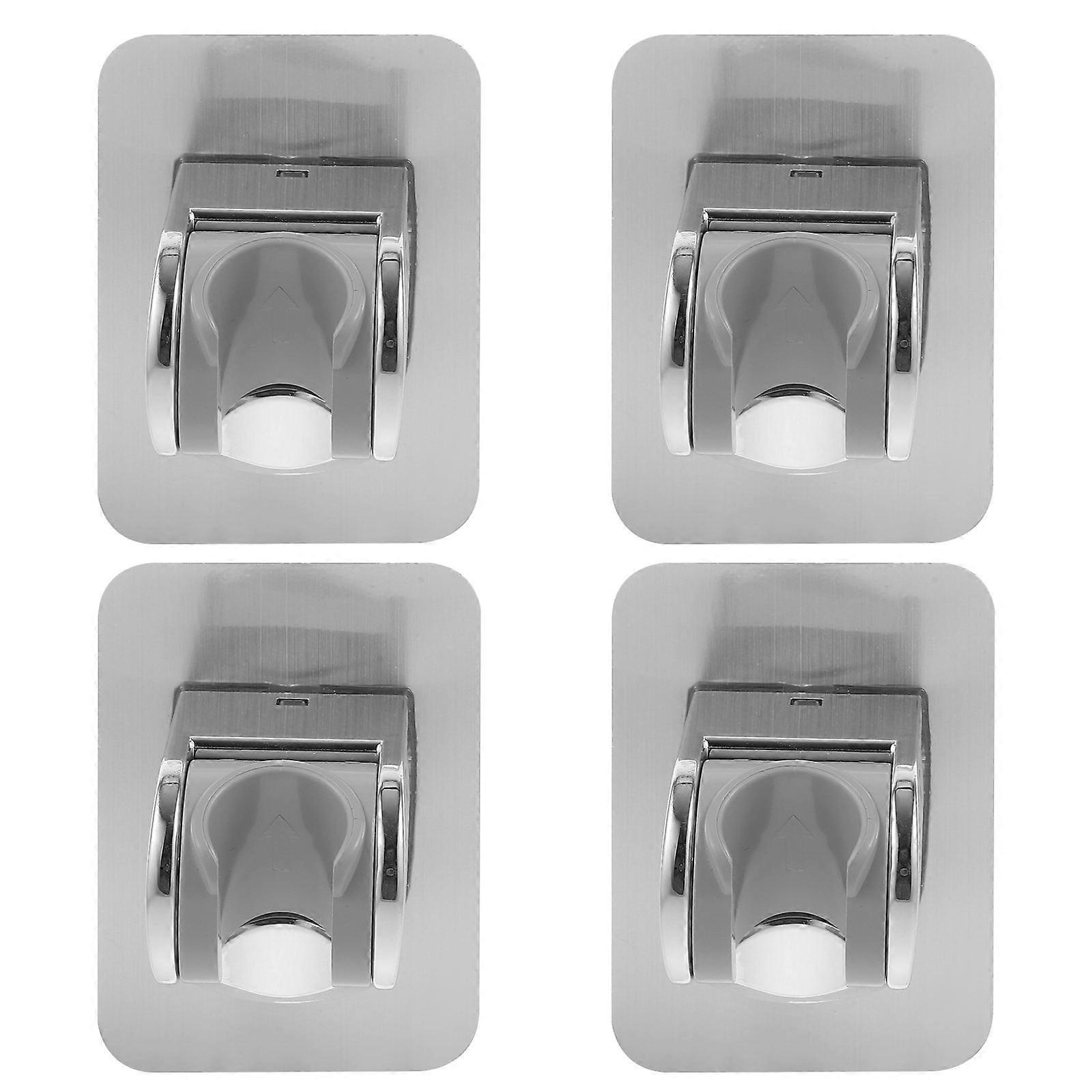4pcs Punch Shower Head Holders, Durable Aluminum Bracket for Handheld Shower Heads, Bathroom Accessory, Easy Installation with Strong Adhesive