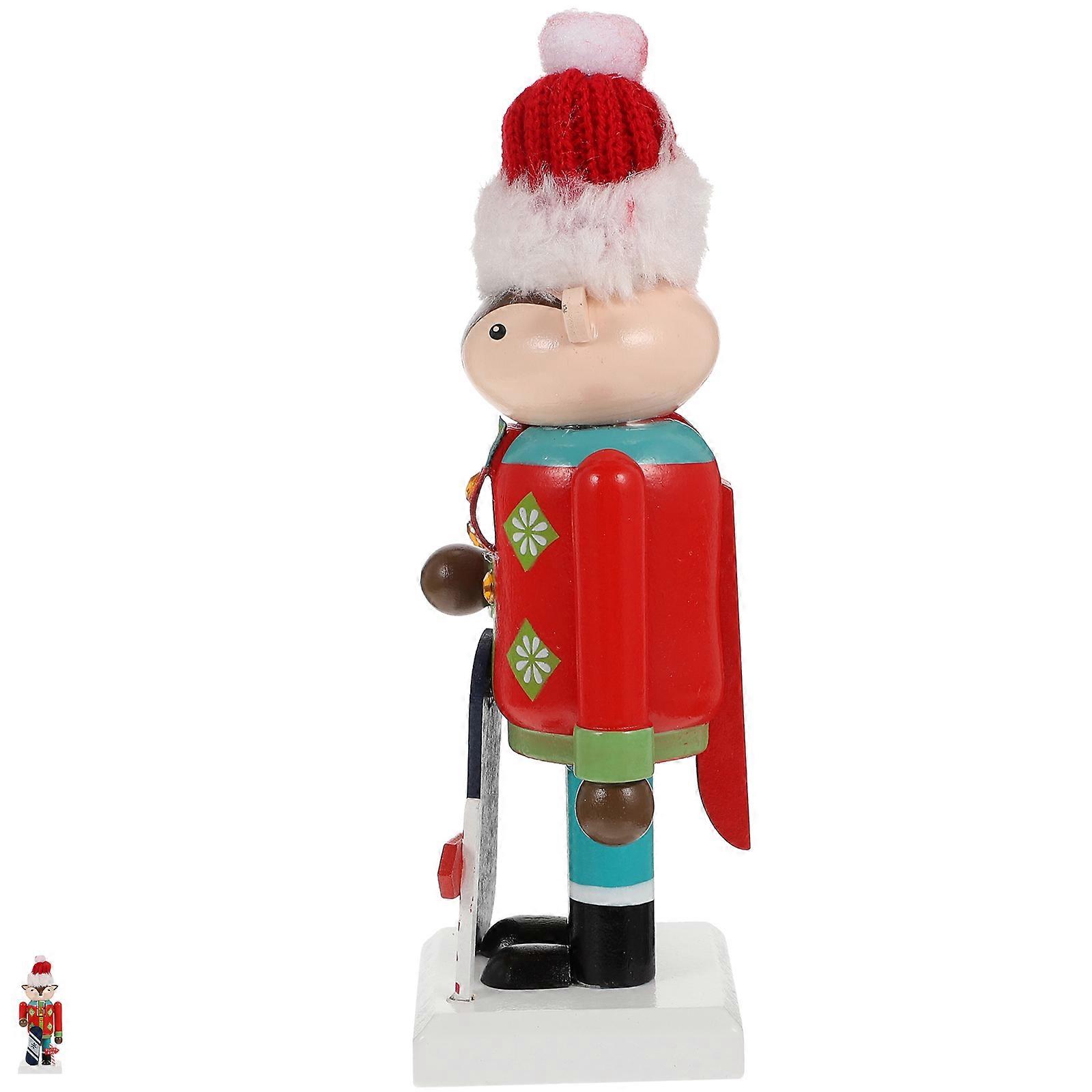 Nutcracker Christmas Decoration Creative Cartoon Animal Element Nutcracker Ornament For Family Red Color 1Set