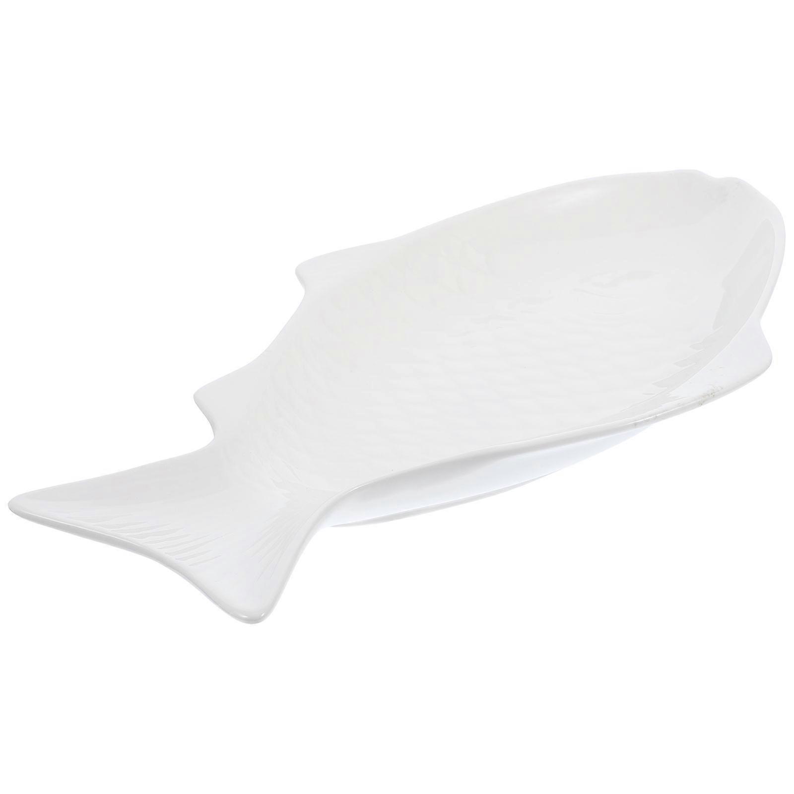 Fish Shaped Dish Ceramic Fish Plate Serving Seafood Festive Table 1Pack