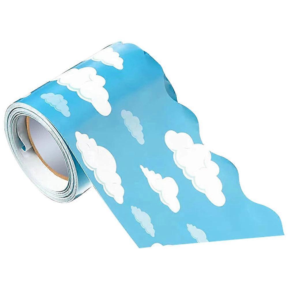 Cloud Pattern Bulletin Board Trim Decorative Border Paper for Classroom, Home & Office Lightweight, Cuttable & Wear Resistant Wall Decor for